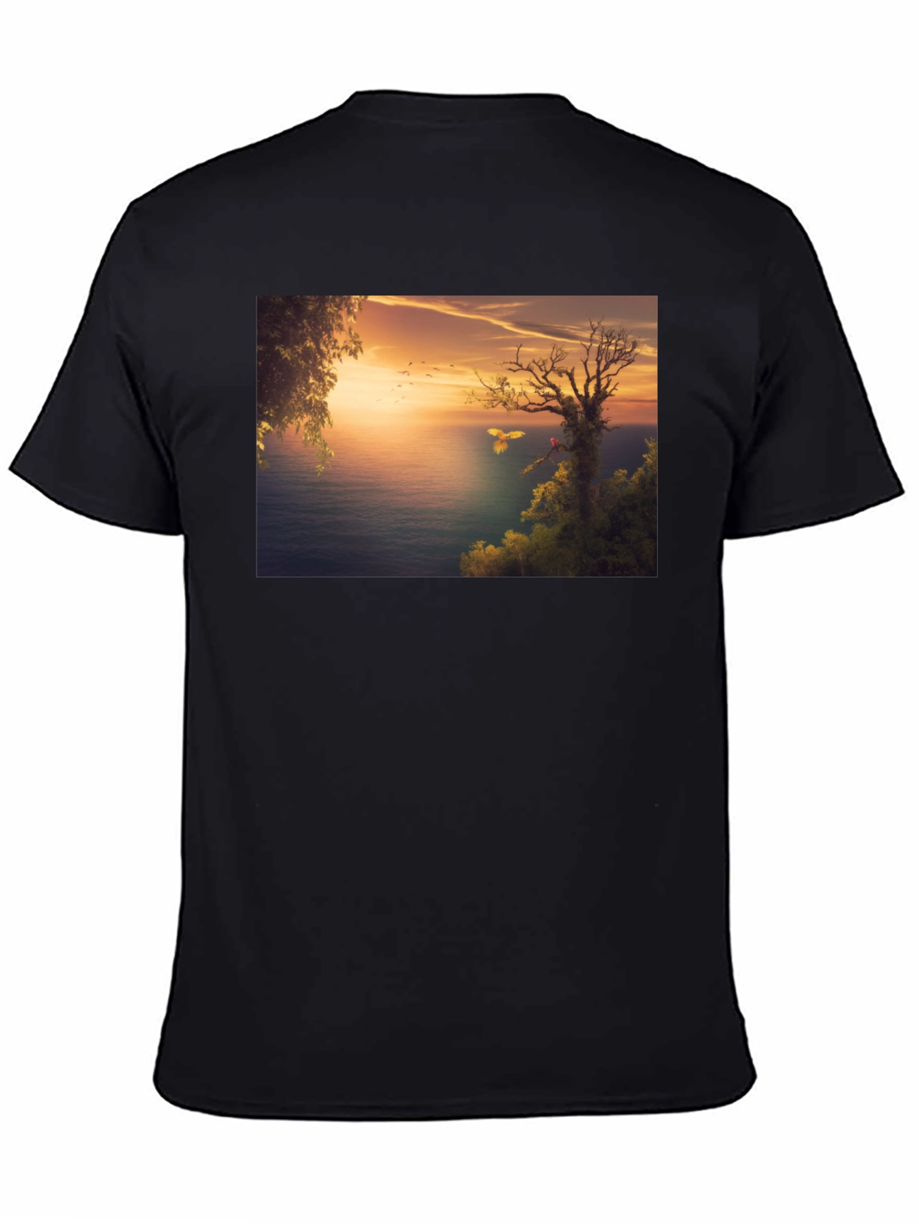 Sunset Seascape Graphic Tee - Black