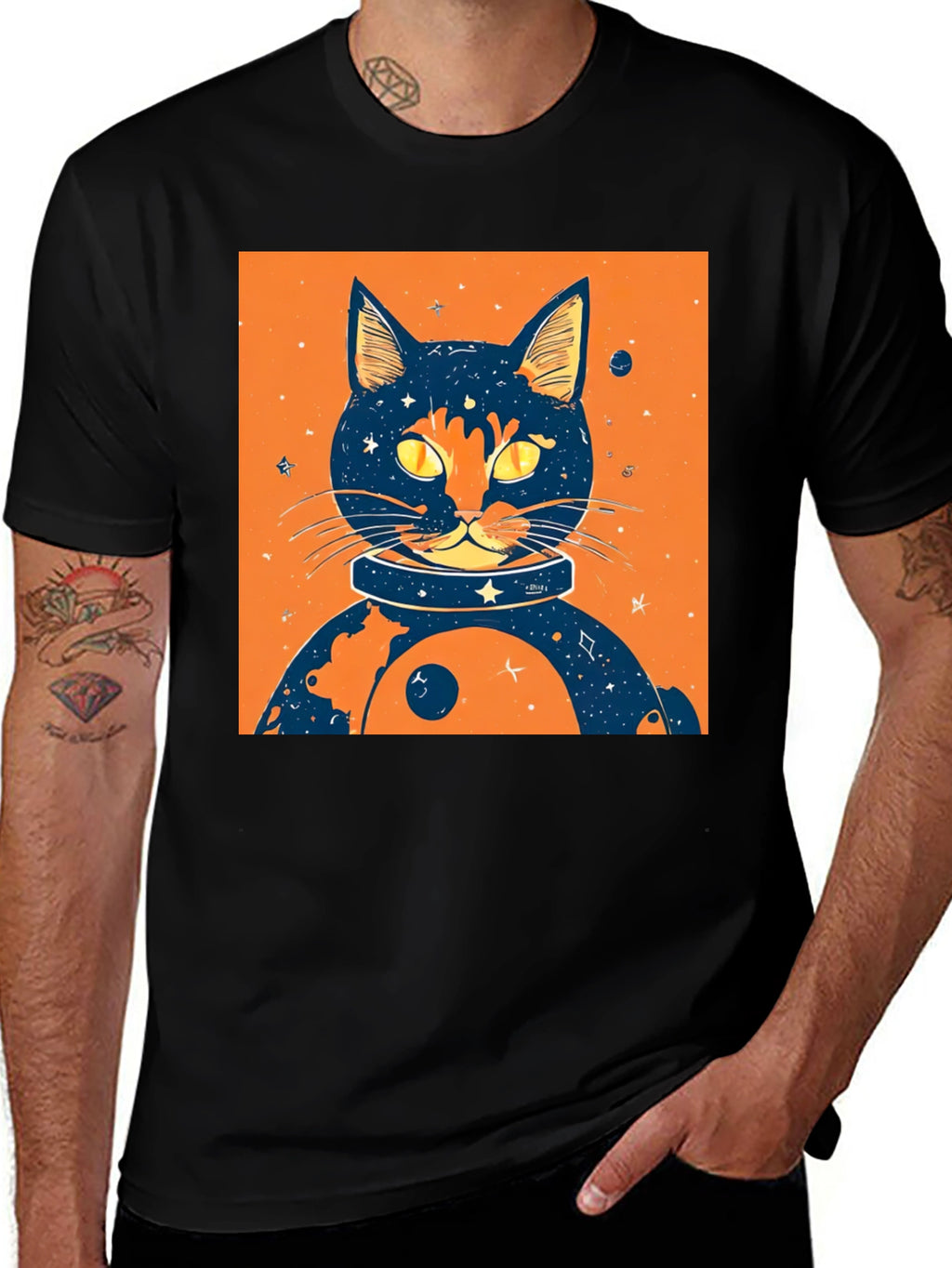 Cosmic Cat T-Shirt - Space Feline Design
