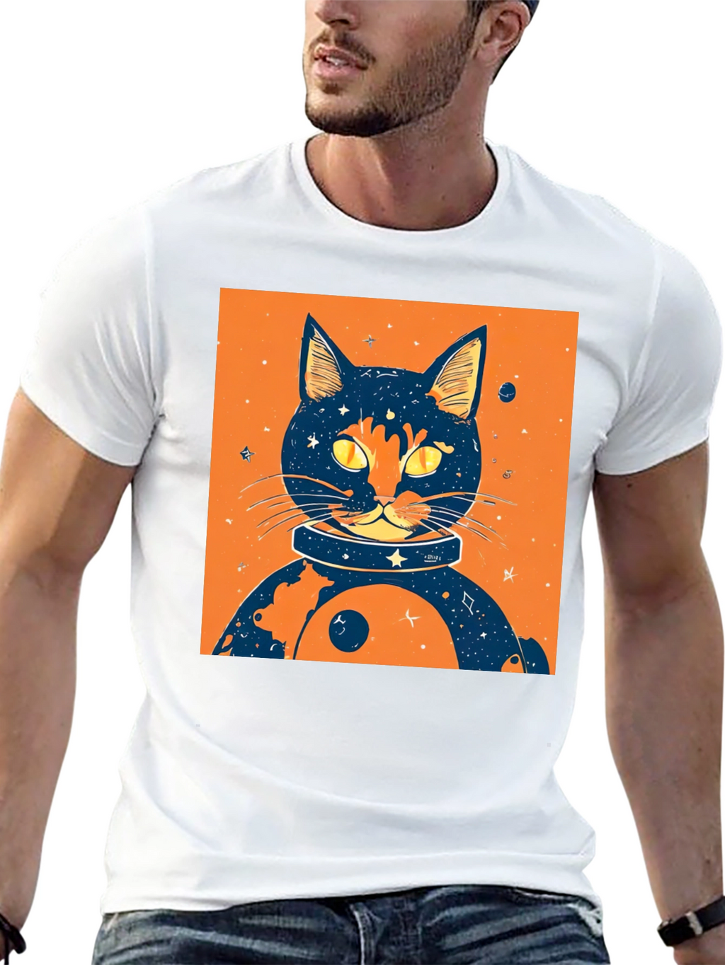 Cosmic Cat T-Shirt - Space Feline Design