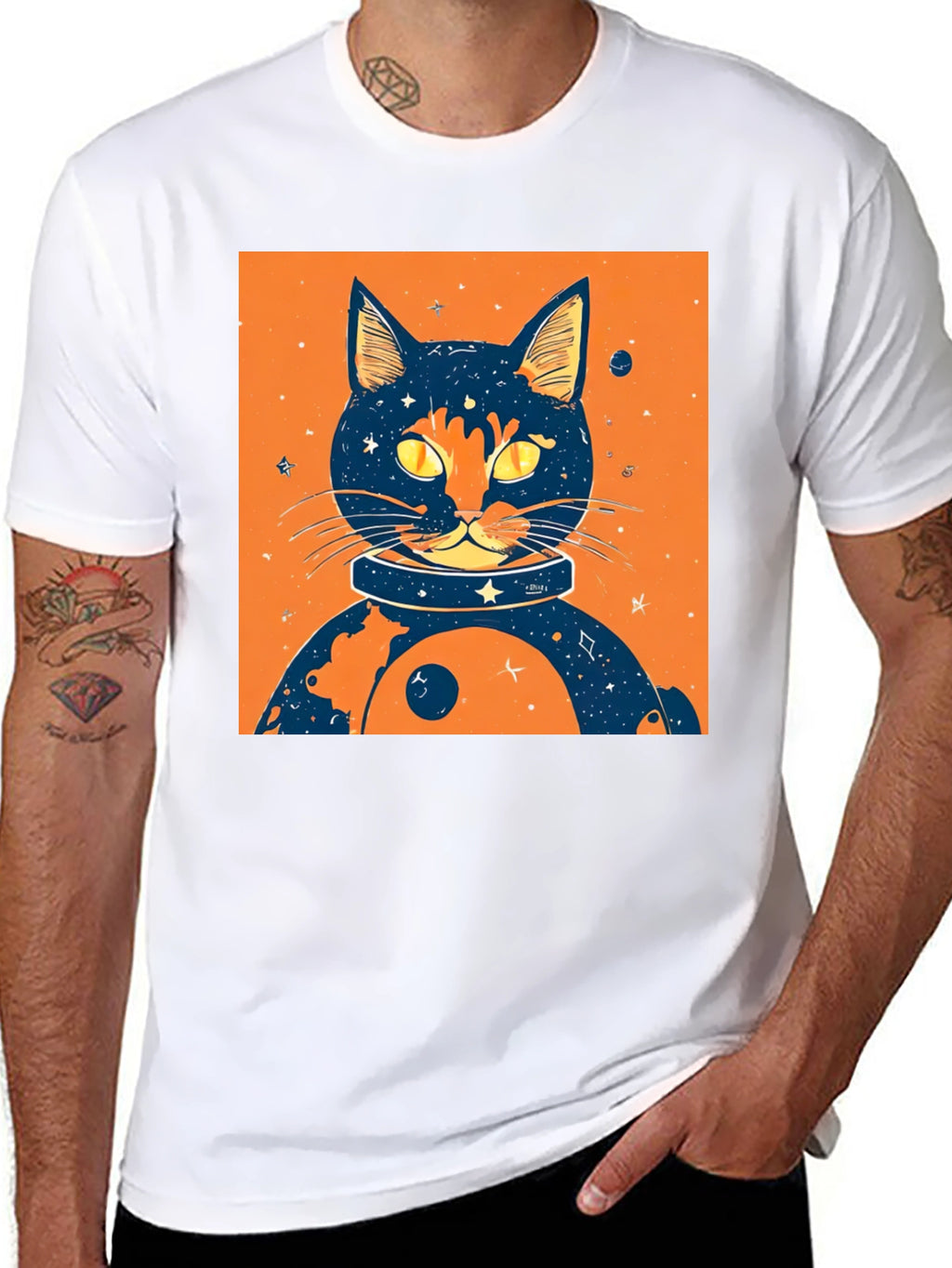 Cosmic Cat T-Shirt - Space Feline Design