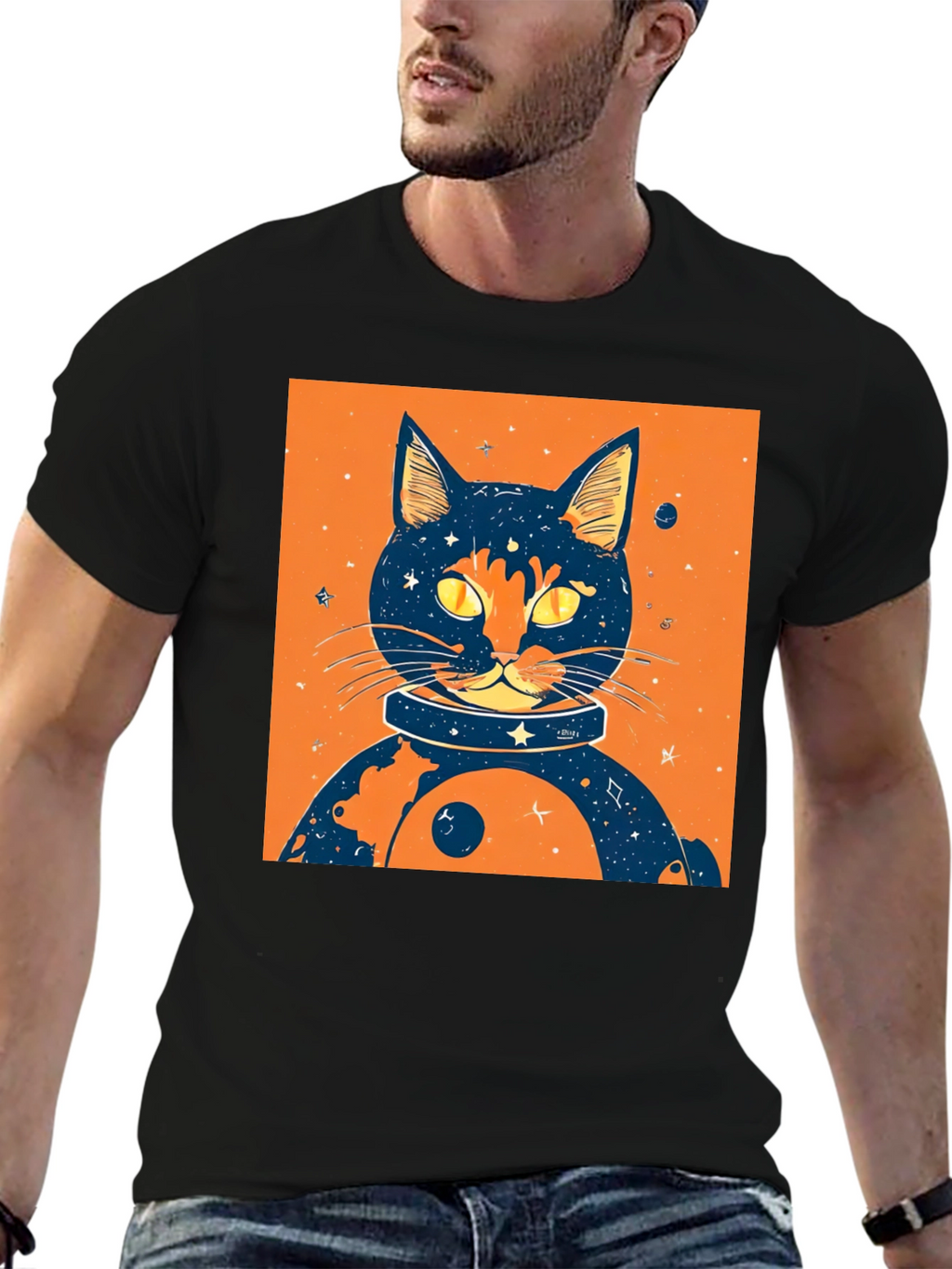 Cosmic Cat T-Shirt - Space Feline Design
