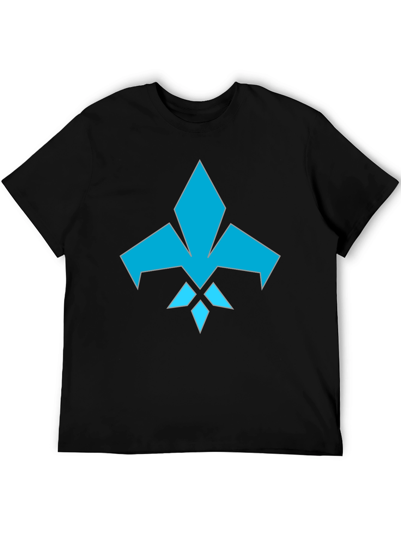 Mens Black Tee with Abstract Blue Graphic Design