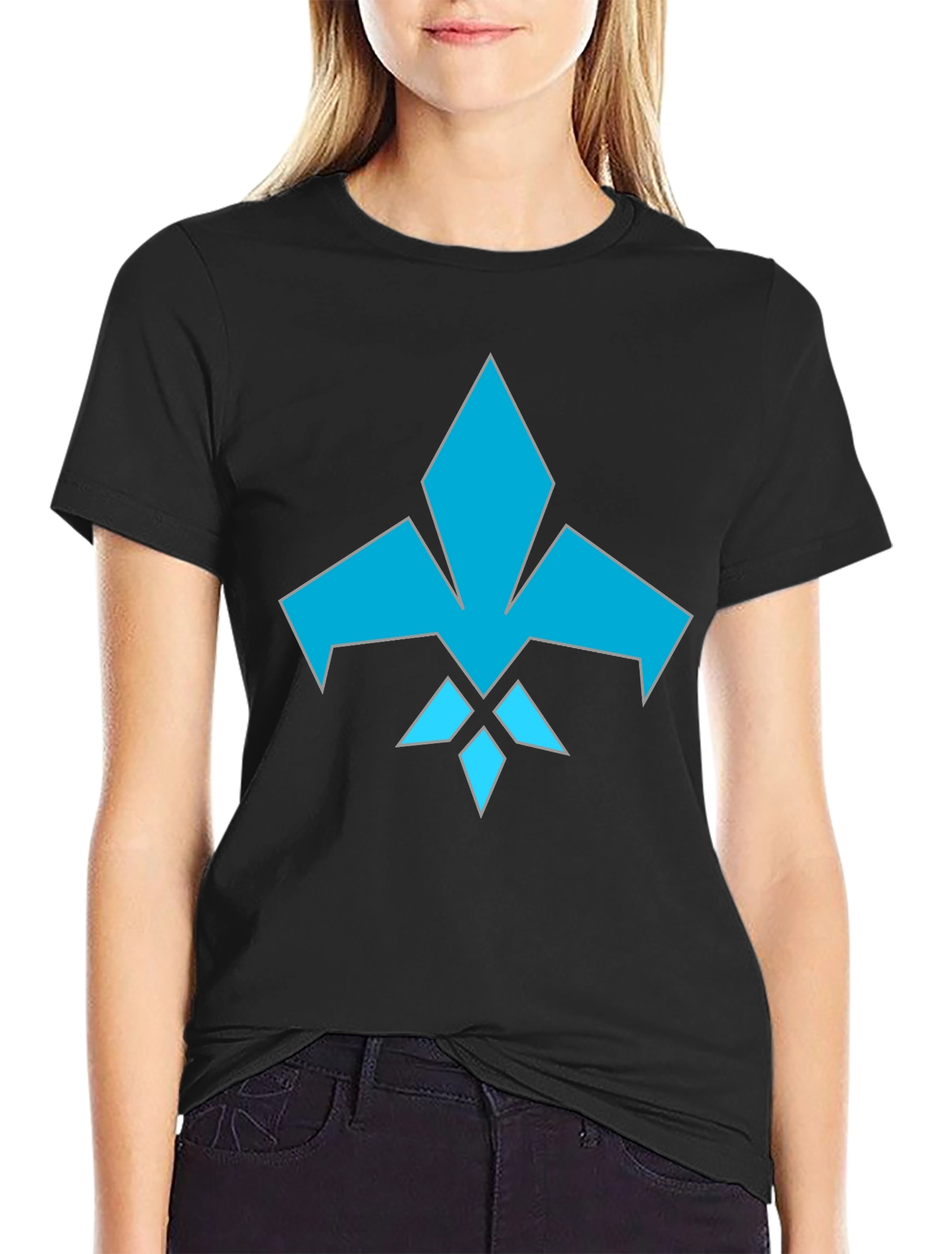 Mens Black Tee with Abstract Blue Graphic Design
