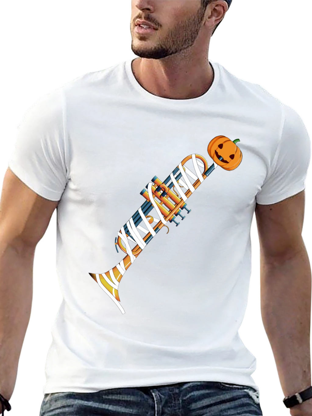 Halloween Trumpet Mummy Graphic Tee