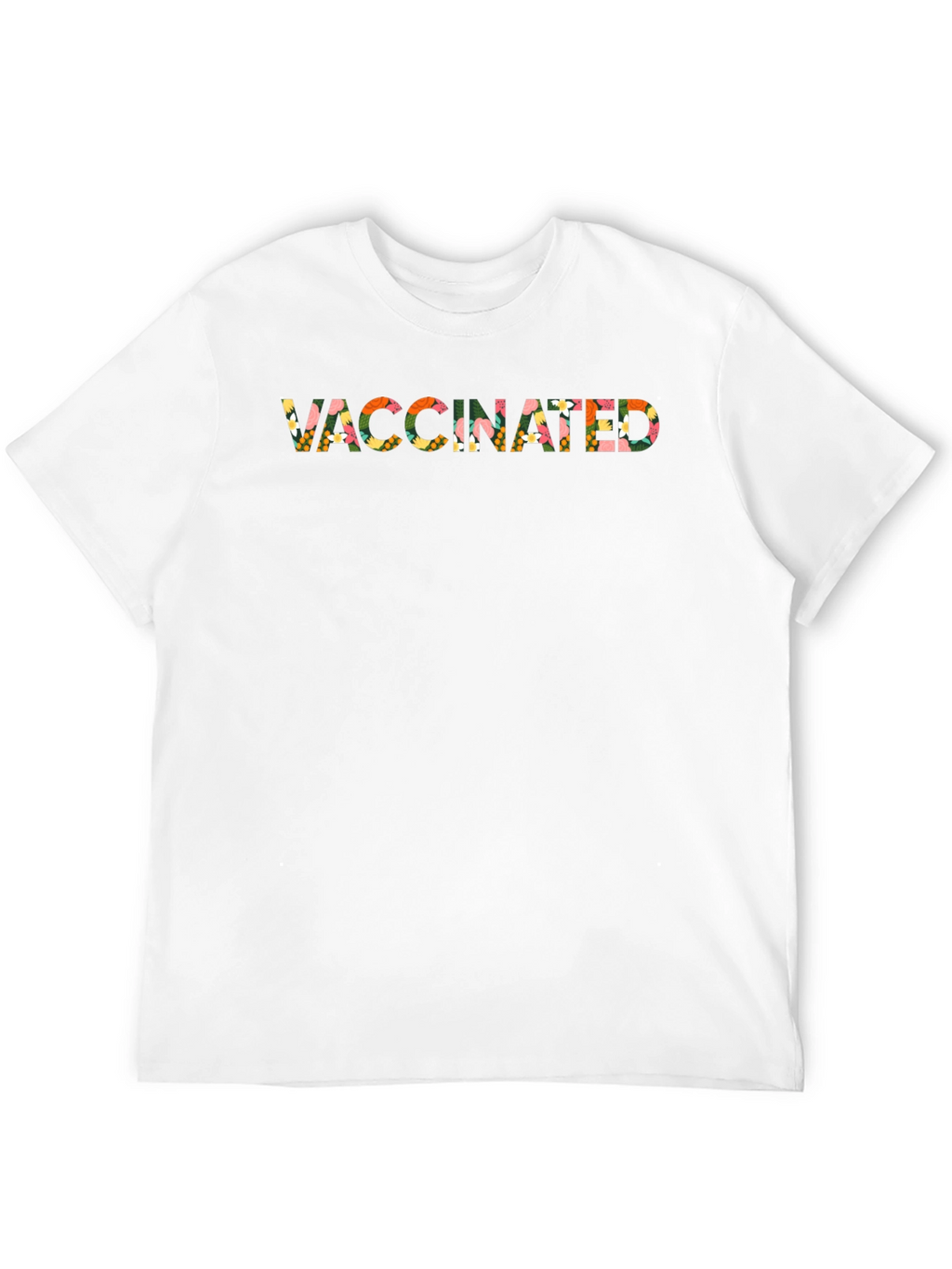 Vaccinated Floral Pattern Black T-Shirt