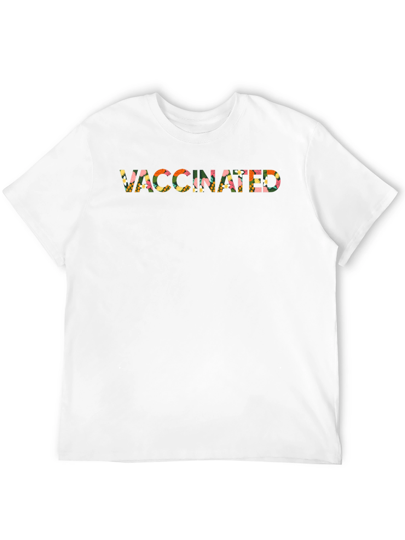 Vaccinated Floral Pattern Black T-Shirt