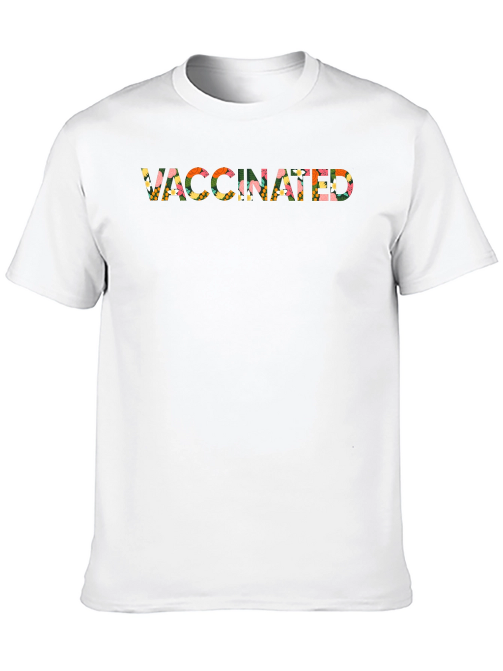 Vaccinated Floral Pattern Black T-Shirt