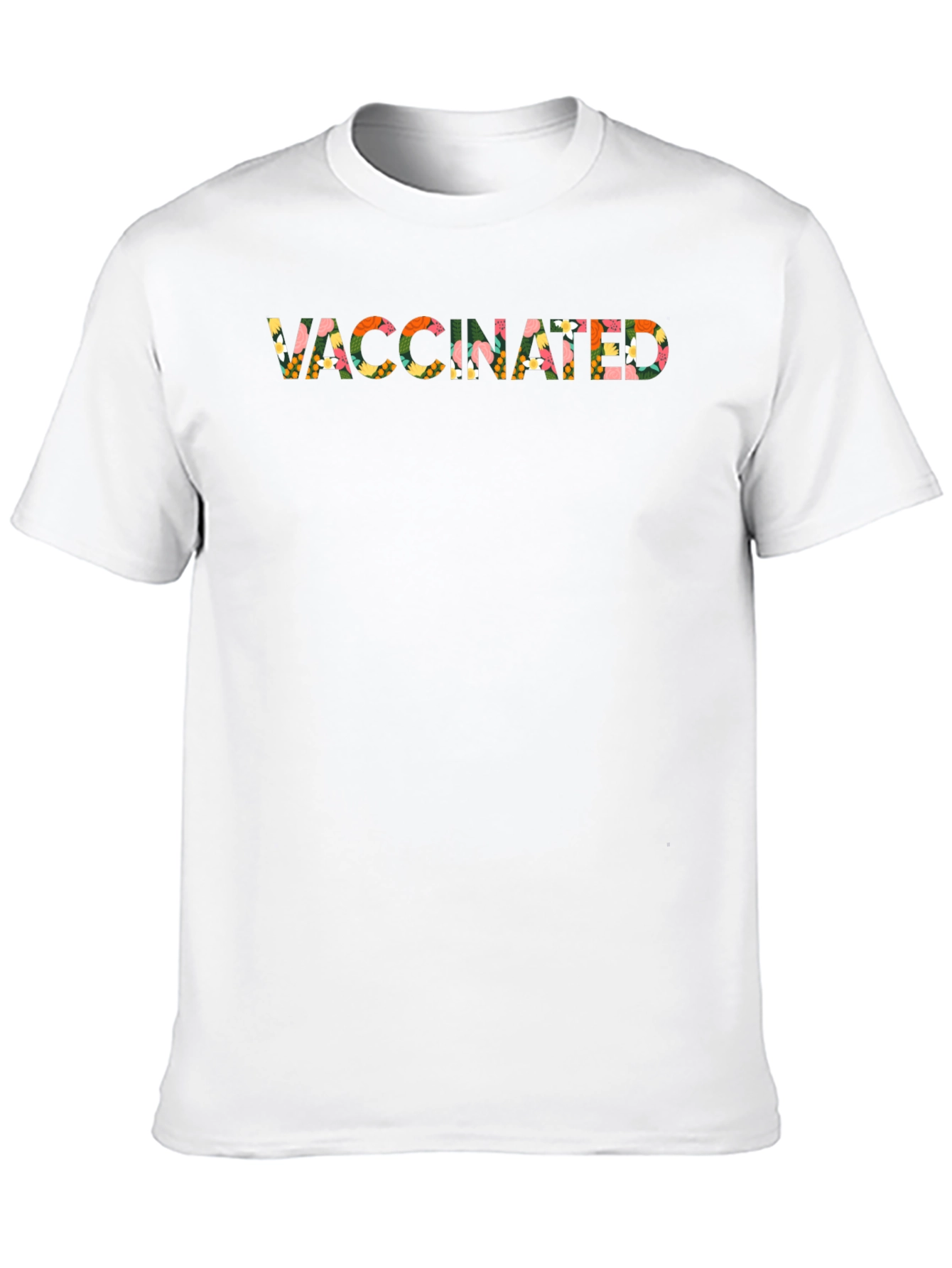 Vaccinated Floral Pattern Black T-Shirt