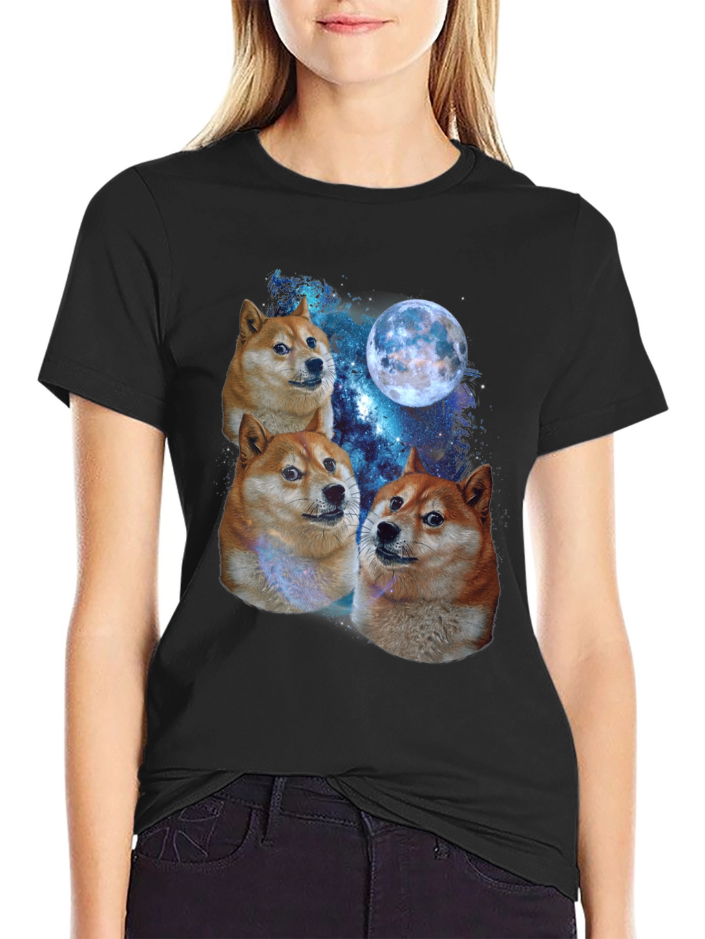 Doge Moon Graphic Tee - Black
