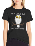Snowy Owl in Human Costume Graphic T-Shirt
