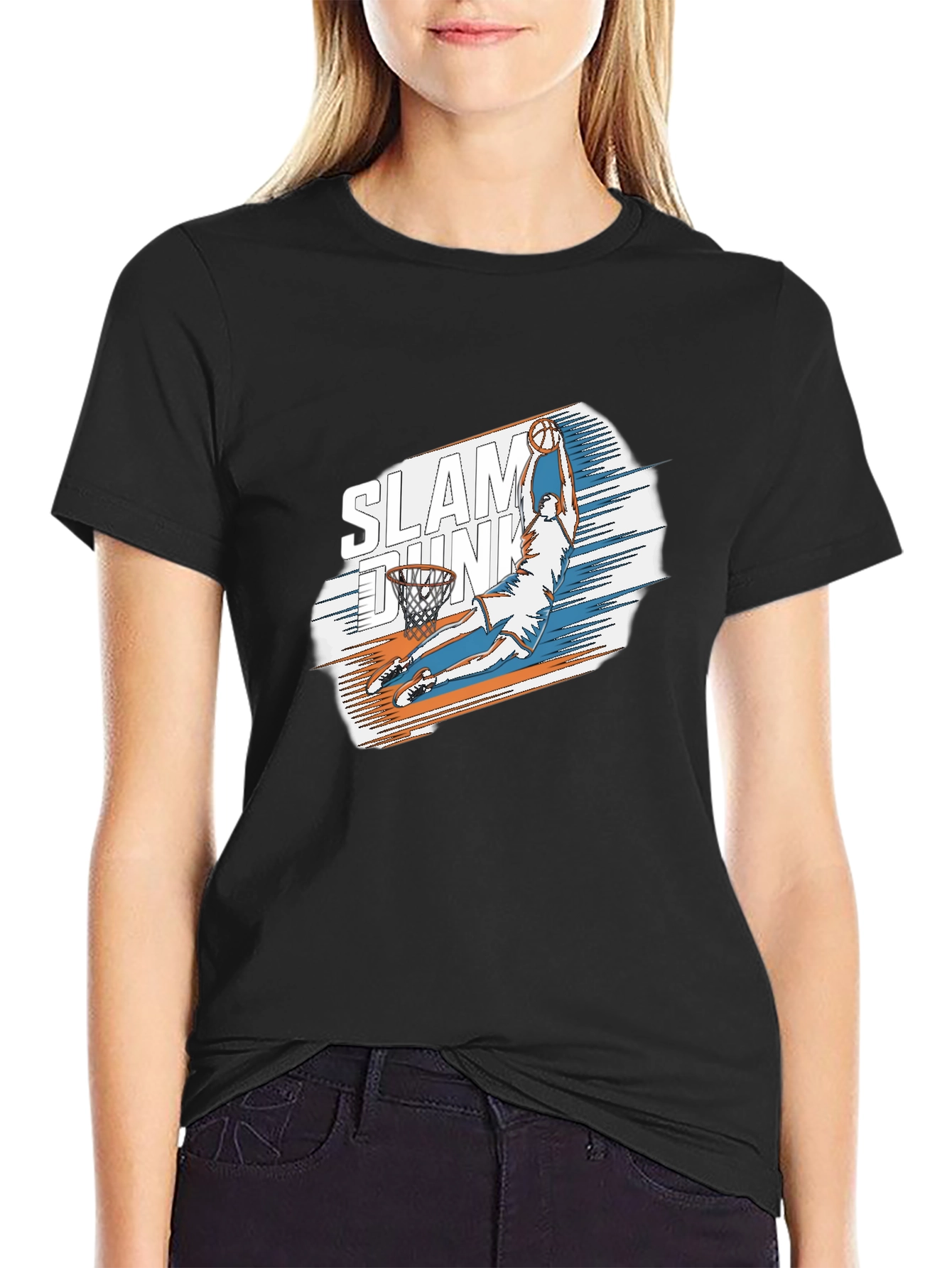 Slam Dunk Graphic Tee - Stylish Black Cotton T-Shirt