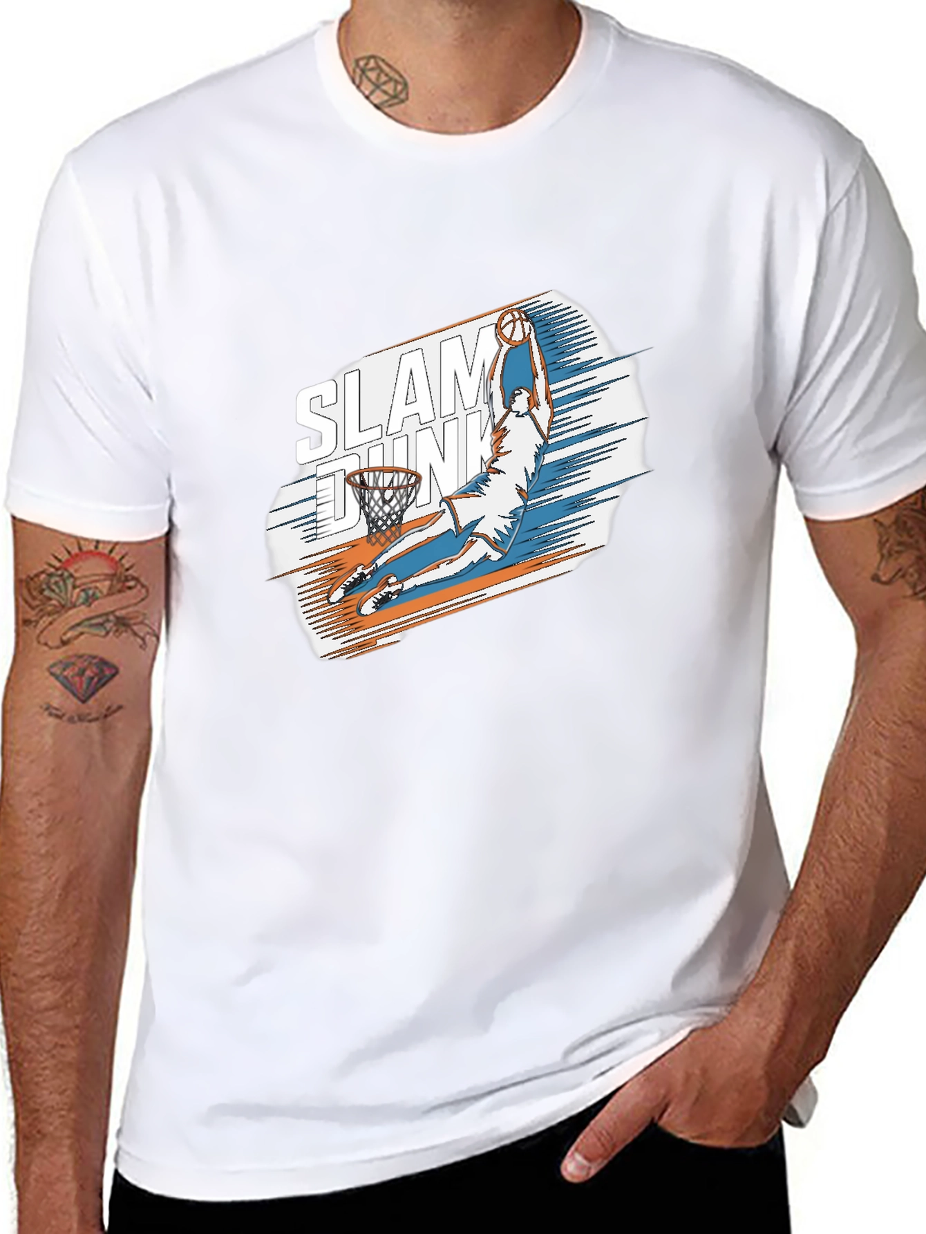 Slam Dunk Graphic Tee - Stylish Black Cotton T-Shirt