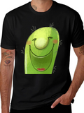 Smiling Avocado Cartoon Black T-Shirt