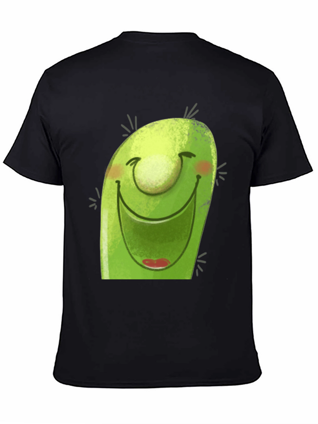Smiling Avocado Cartoon Black T-Shirt