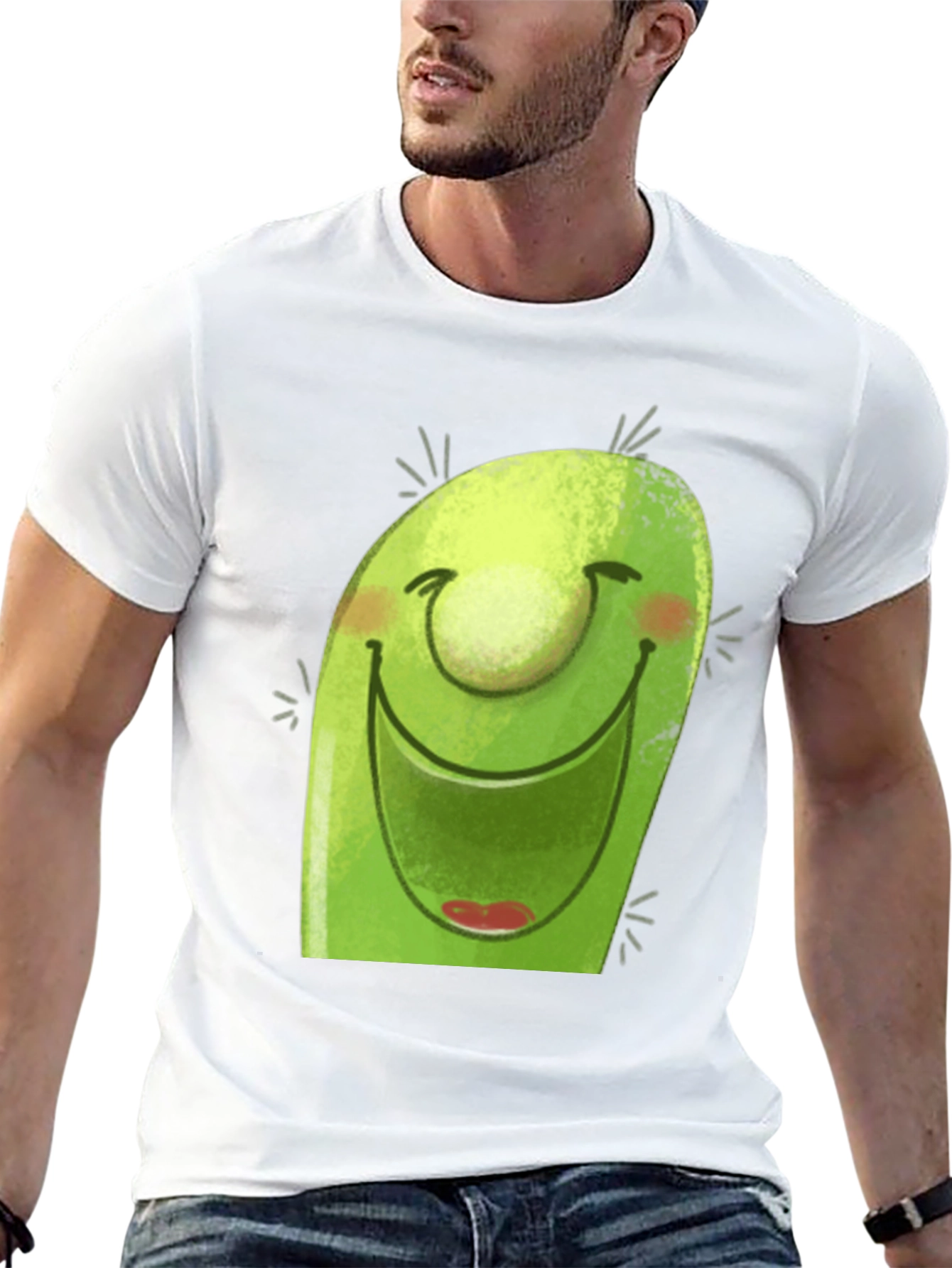 Smiling Avocado Cartoon Black T-Shirt