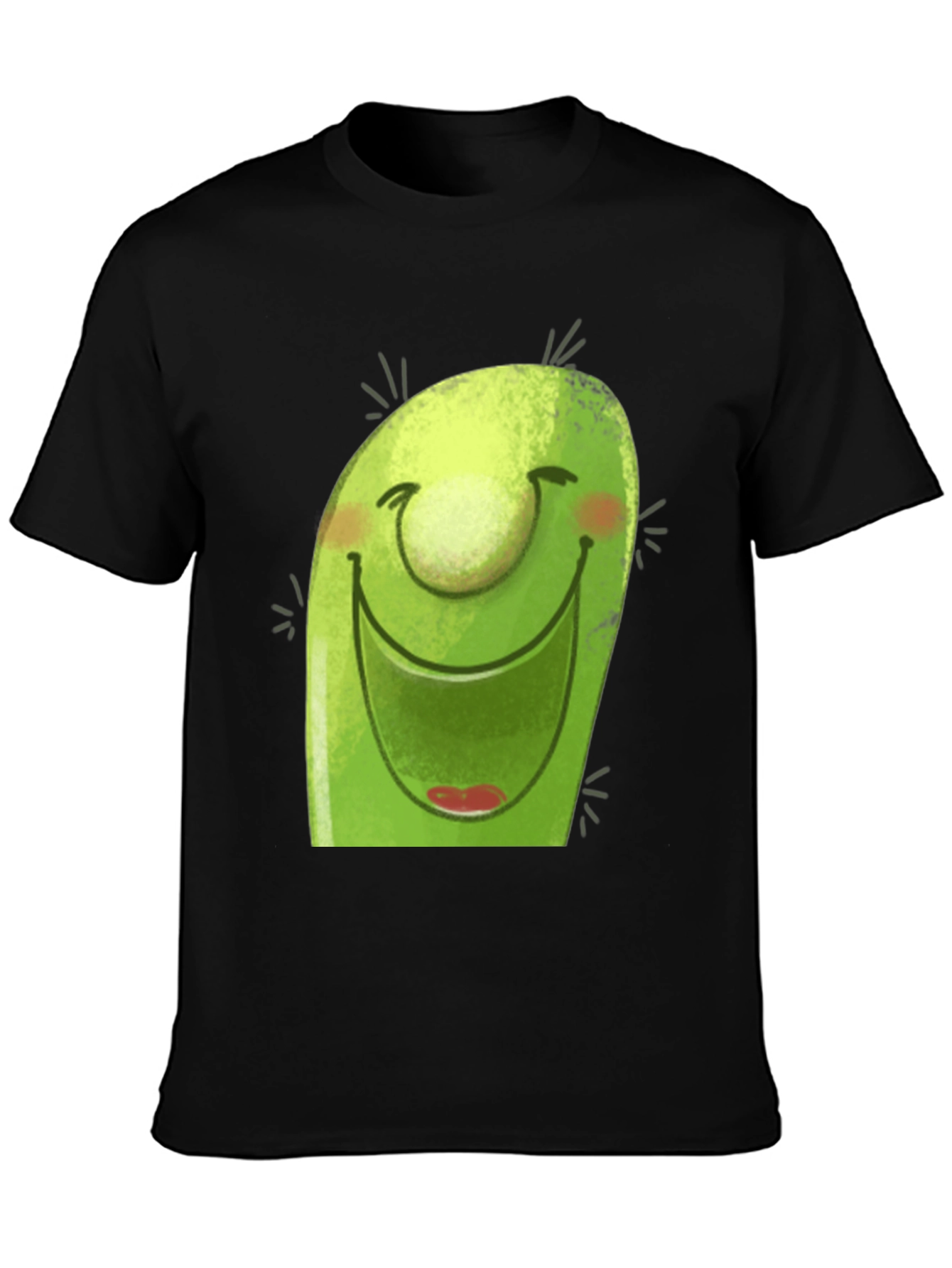 Smiling Avocado Cartoon Black T-Shirt