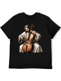 Jesus Playing Cello Black T-Shirt