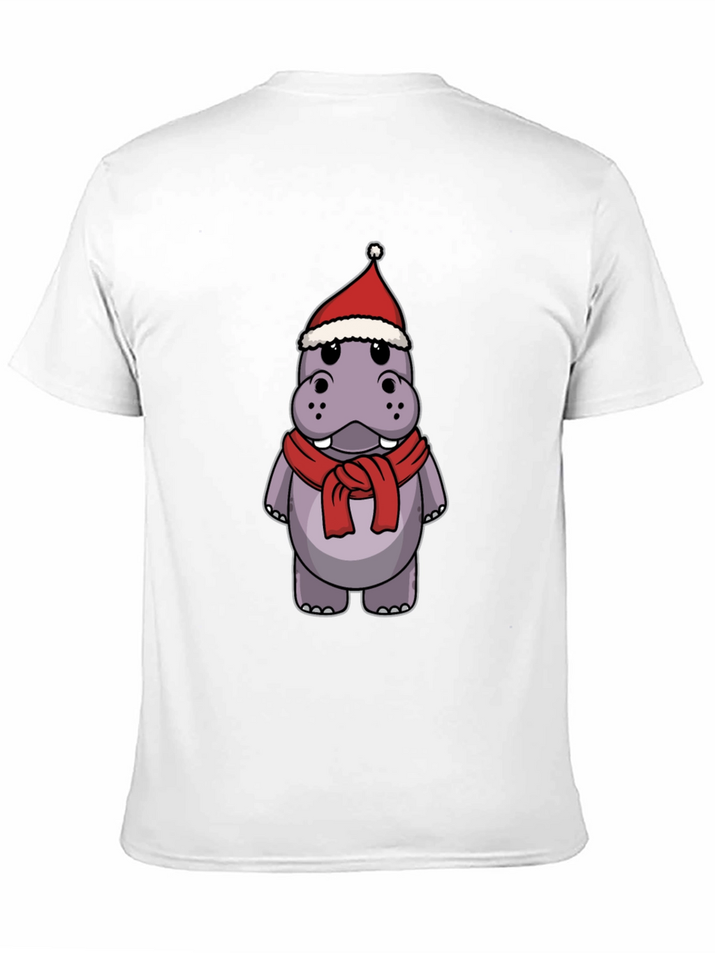 Festive Hippo T-Shirt - Holiday Cartoon Tee