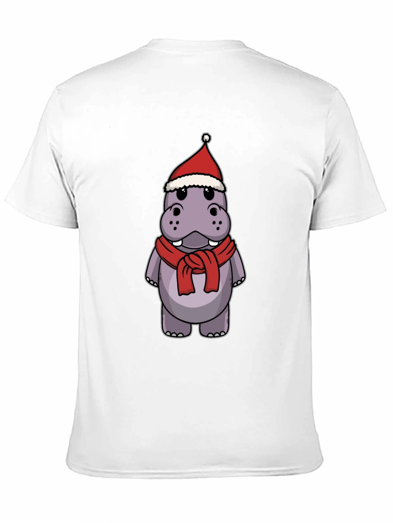 Festive Hippo T-Shirt - Holiday Cartoon Tee