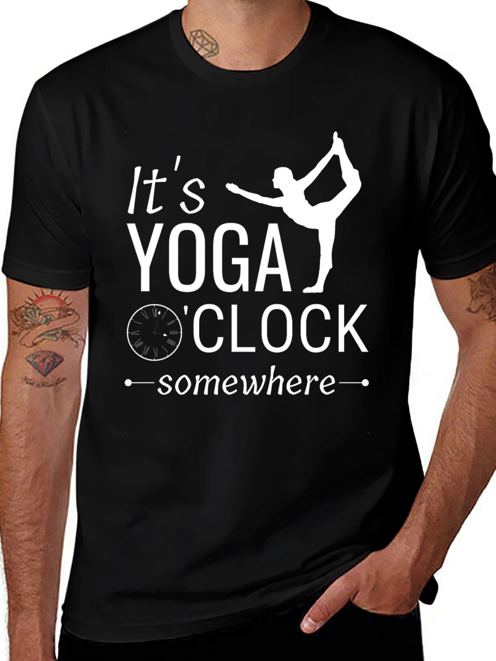 Yoga OClock T-Shirt - Black Cotton Blend Tee