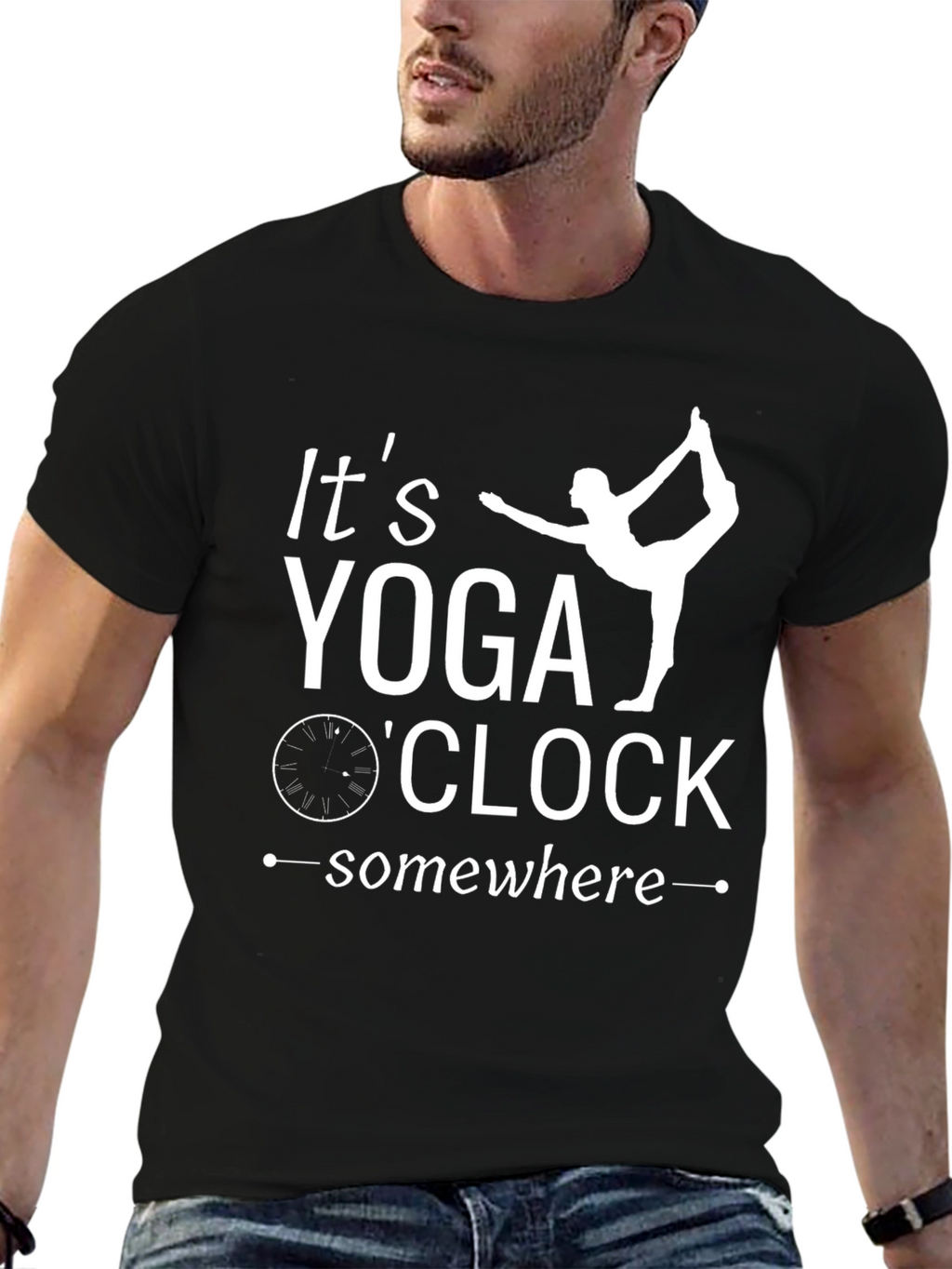 Yoga OClock T-Shirt - Black Cotton Blend Tee