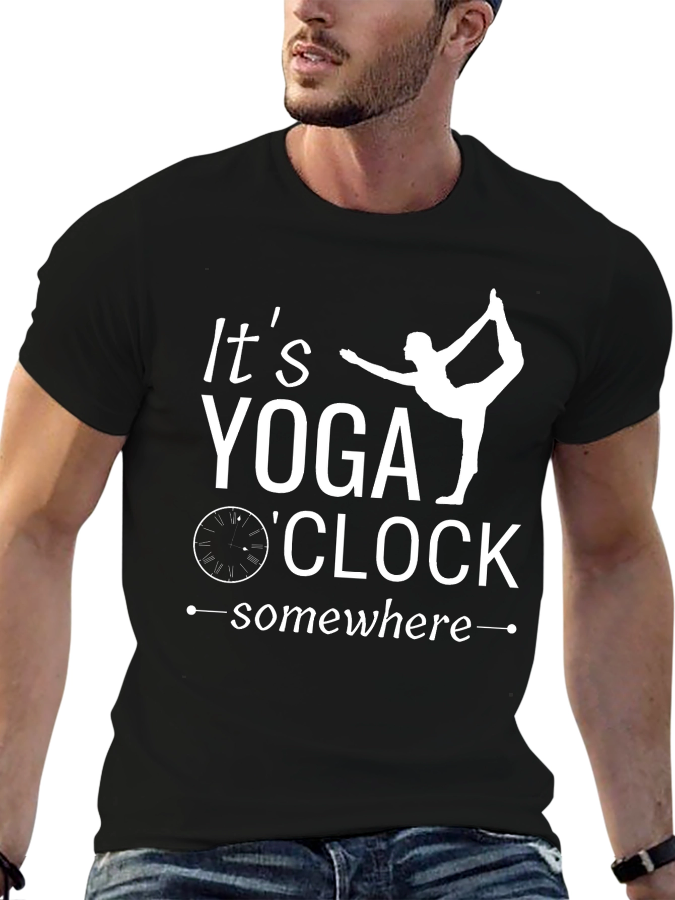 Yoga OClock T-Shirt - Black Cotton Blend Tee