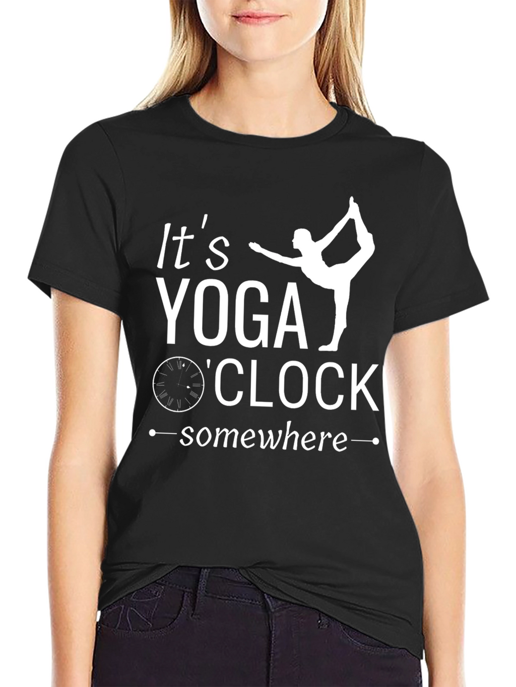Yoga OClock T-Shirt - Black Cotton Blend Tee