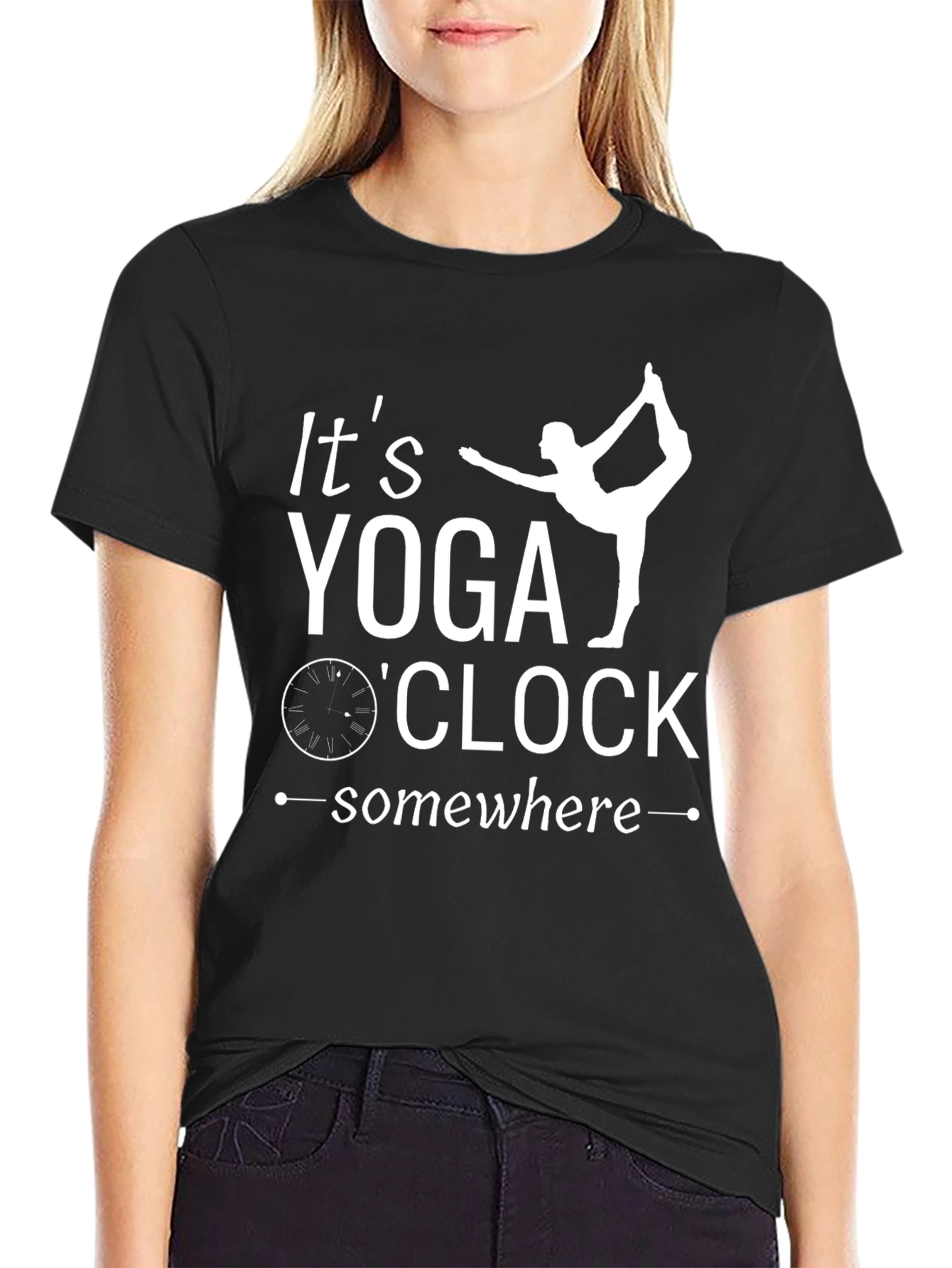 Yoga OClock T-Shirt - Black Cotton Blend Tee