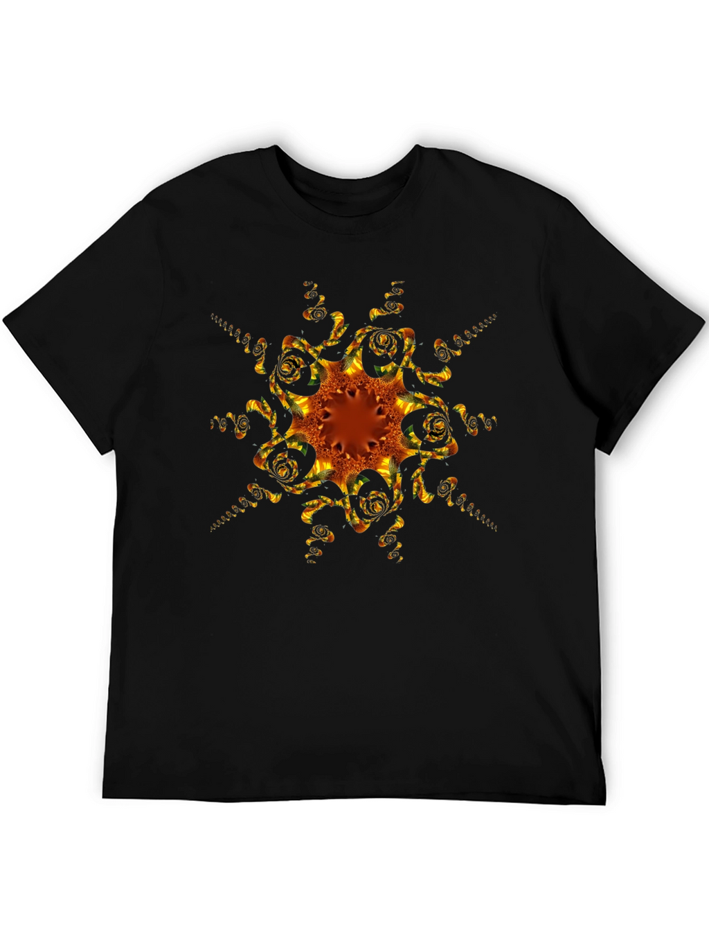 Abstract Fractal Design Black T-Shirt