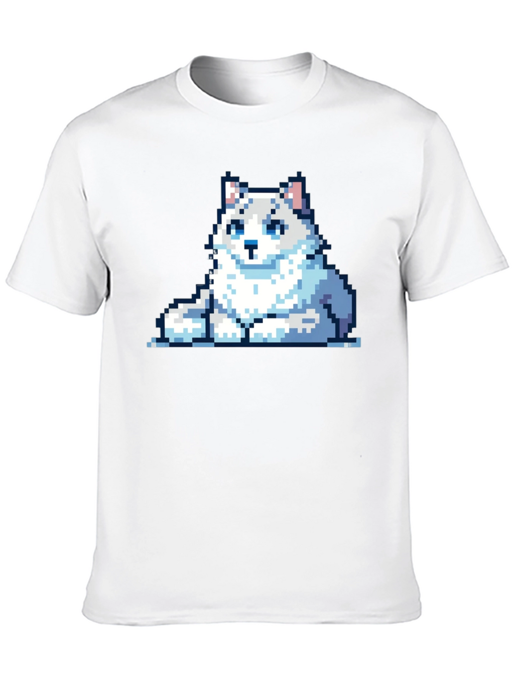 Pixelated Husky T-Shirt - Casual Black Tee