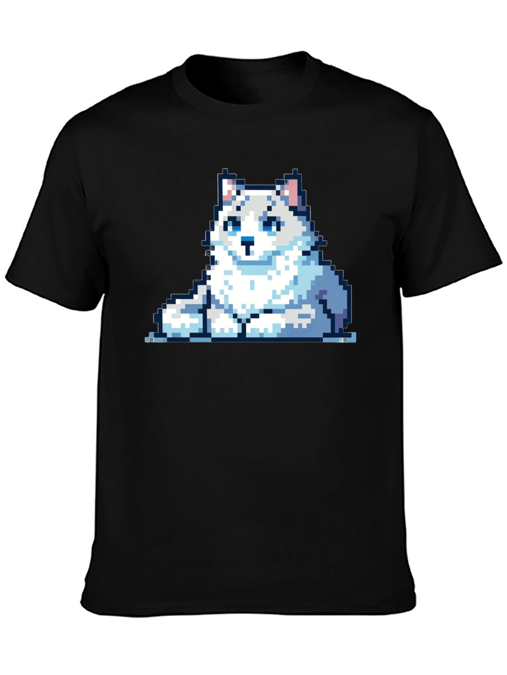Pixelated Husky T-Shirt - Casual Black Tee