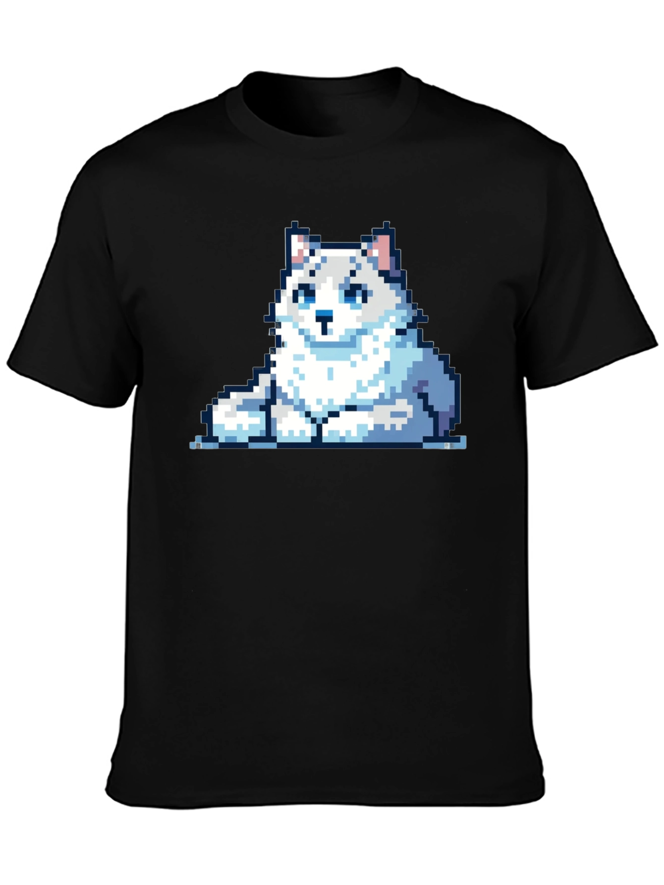 Pixelated Husky T-Shirt - Casual Black Tee