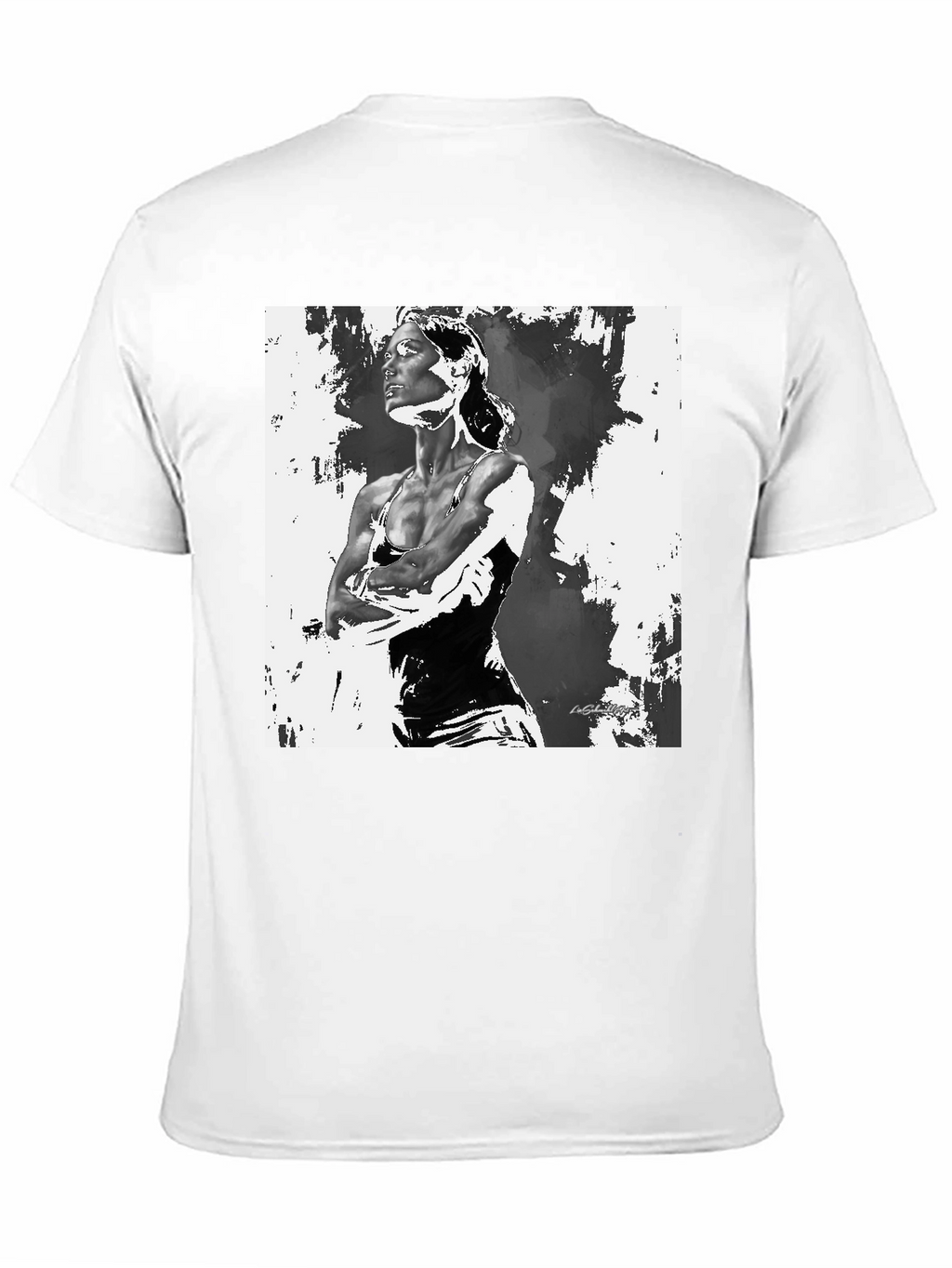 Black T-Shirt with Artistic Woman Graphic