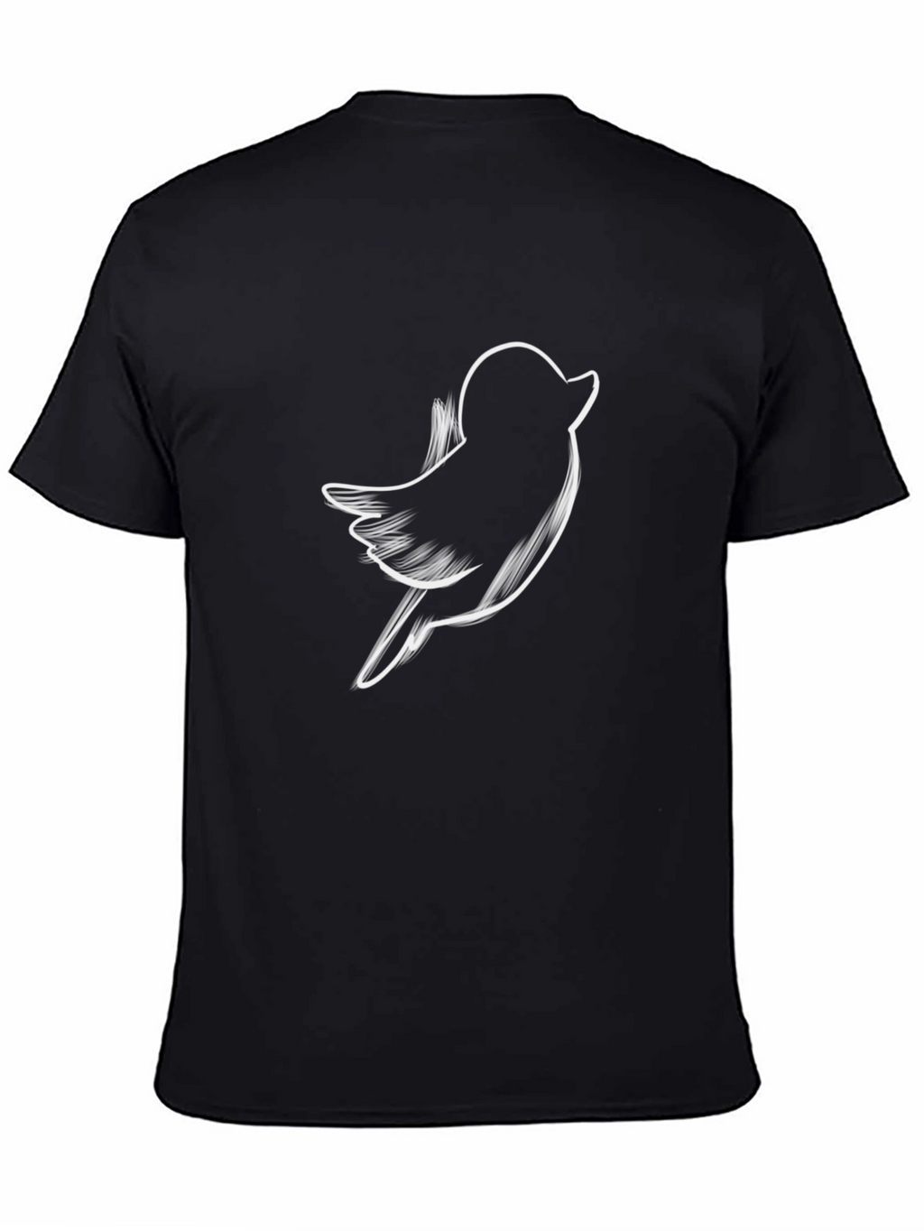 Bird Sketch Graphic Tee - Casual Black T-Shirt
