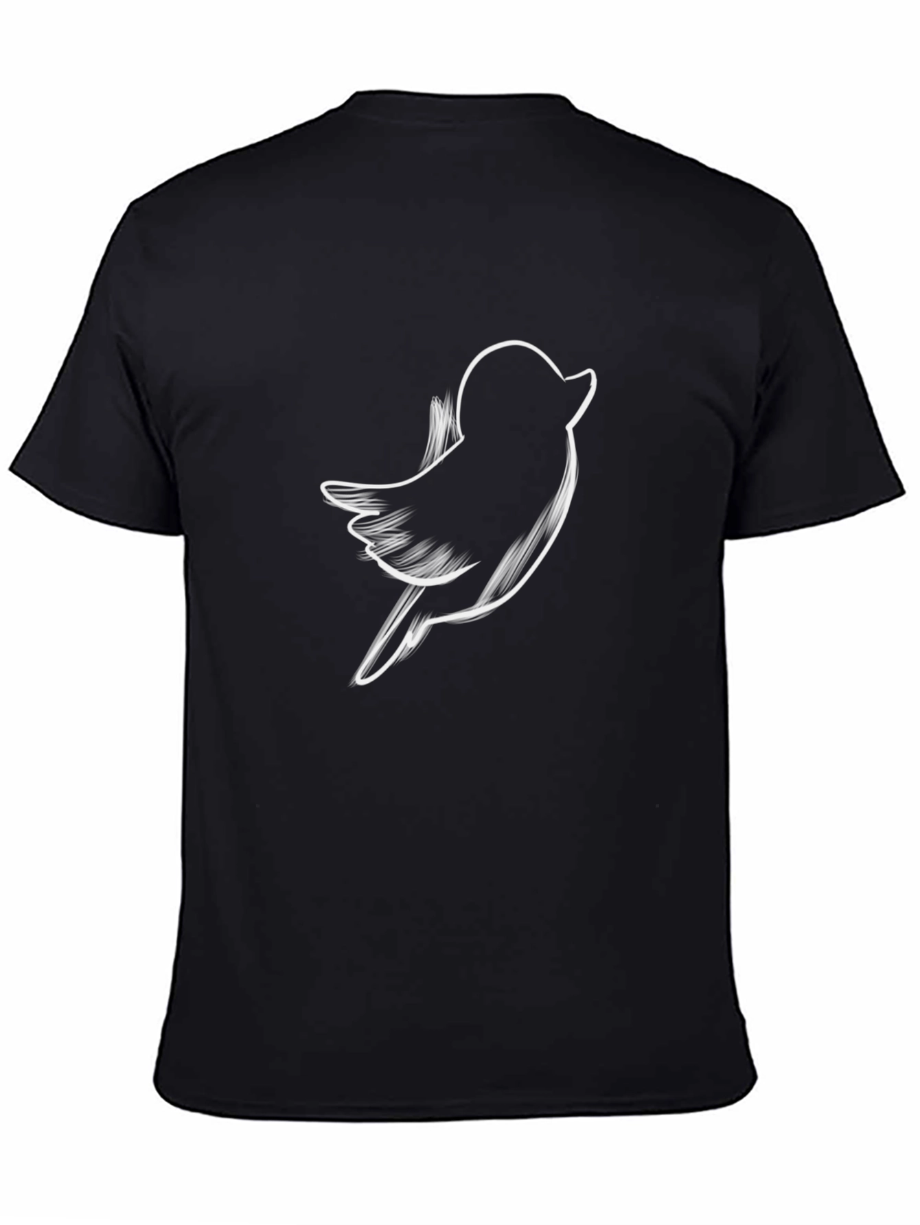 Bird Sketch Graphic Tee - Casual Black T-Shirt