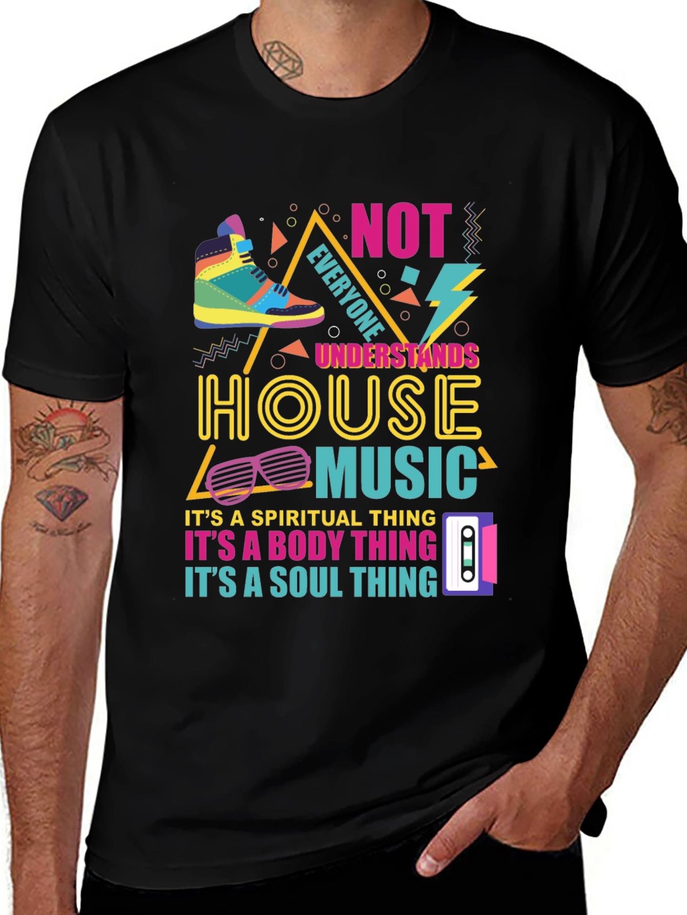 House Music Graphic Tee - Retro 90s Style