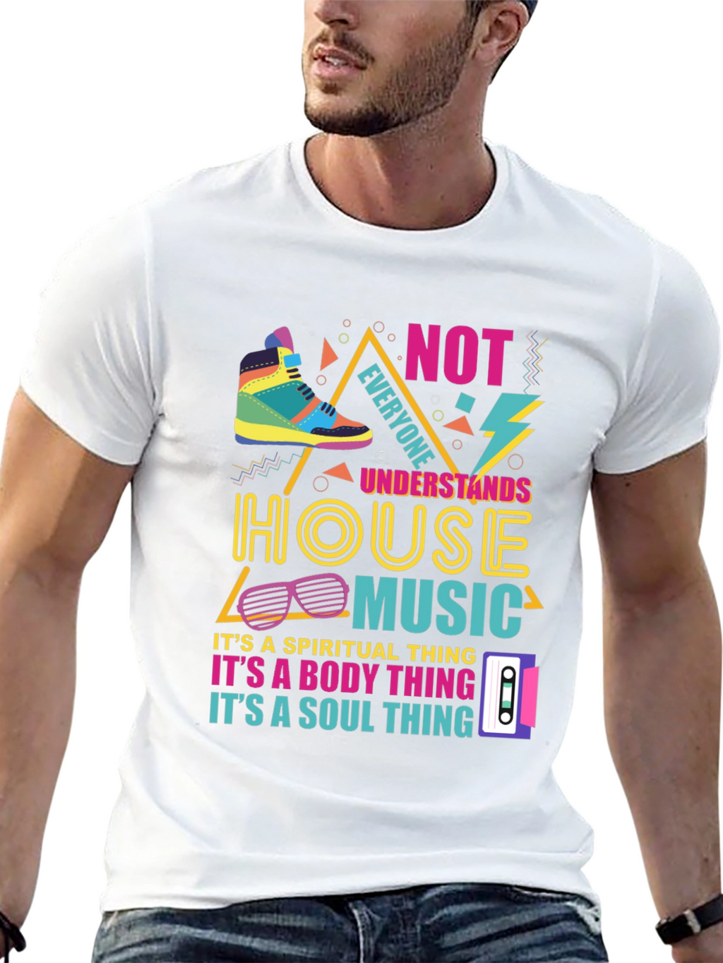 House Music Graphic Tee - Retro 90s Style