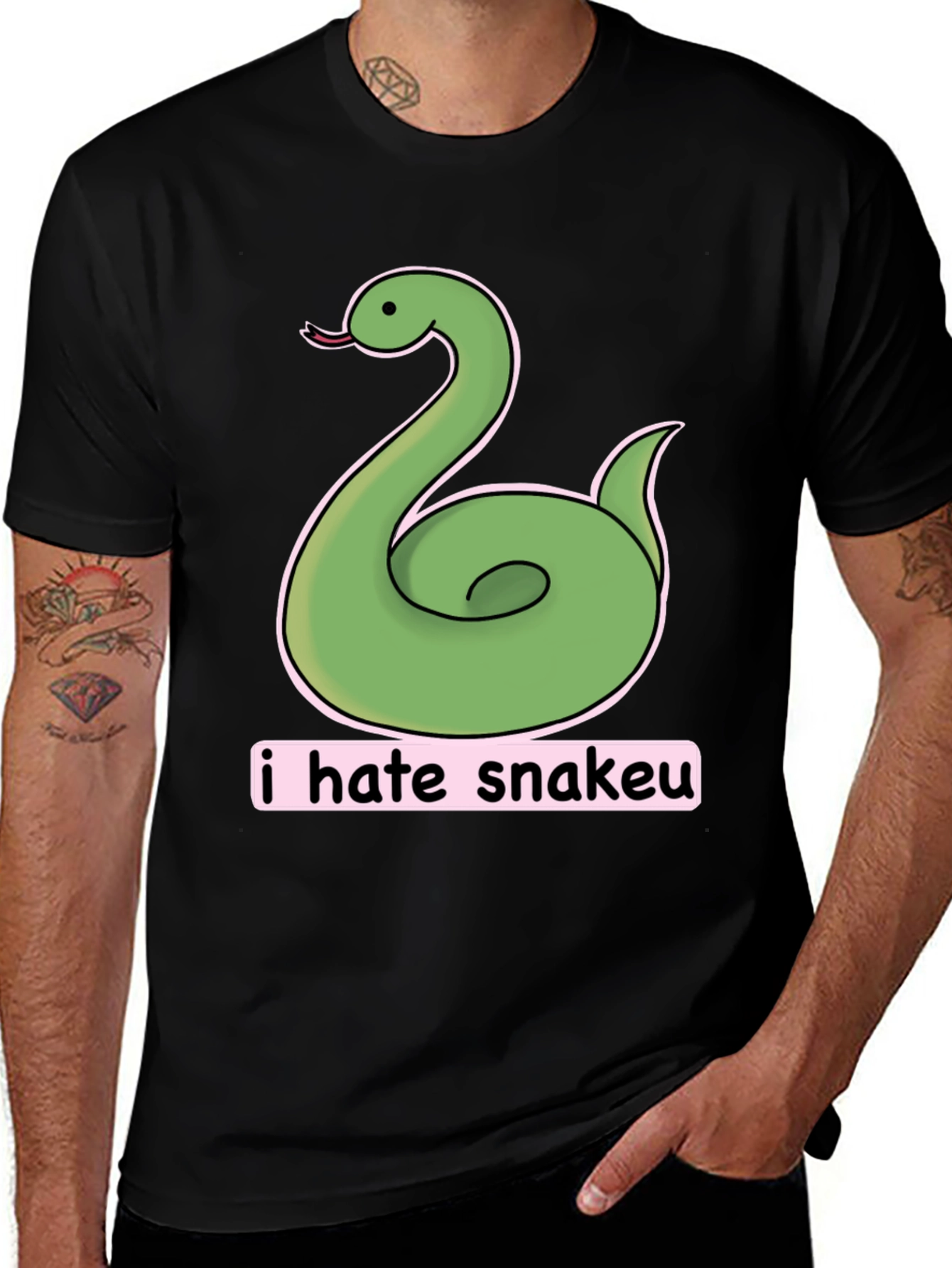 Funny I Hate Snakeu Cartoon T-Shirt