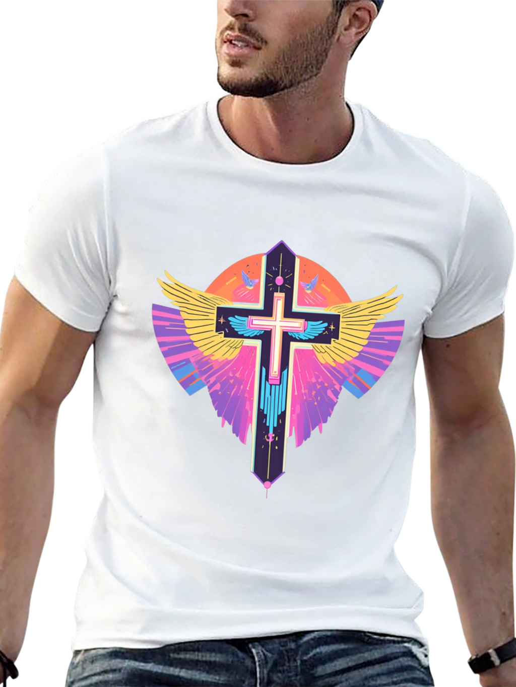 Winged Cross Graphic T-Shirt