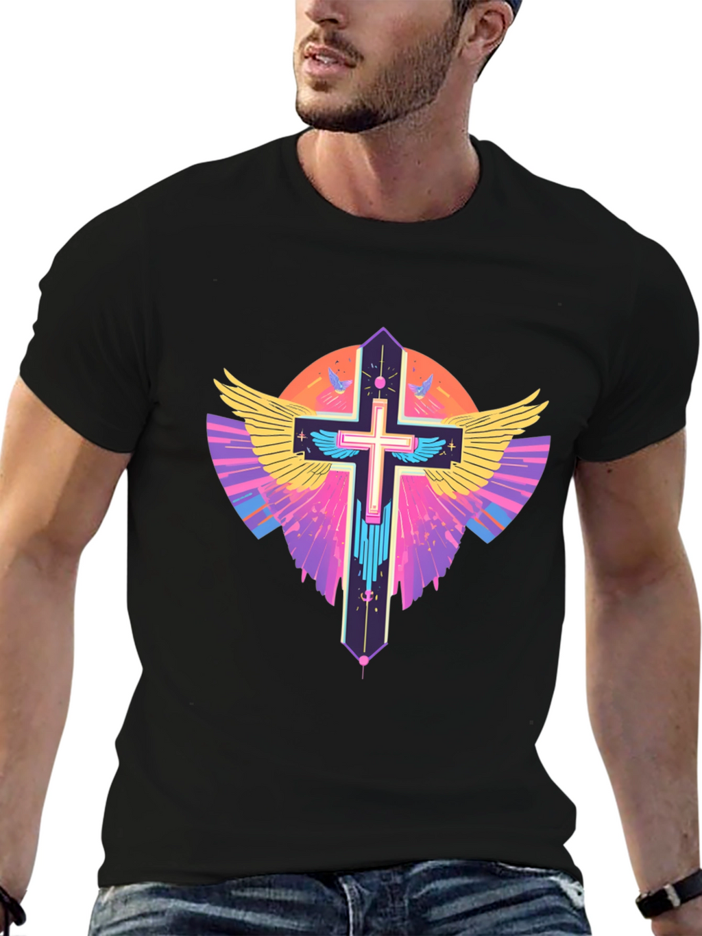 Winged Cross Graphic T-Shirt