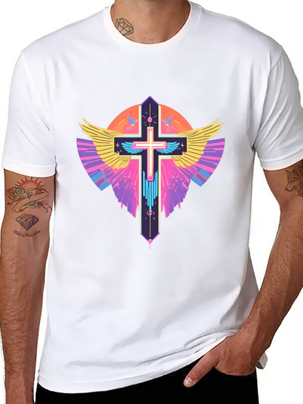 Winged Cross Graphic T-Shirt