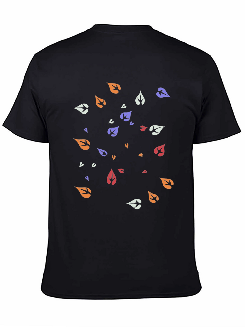 Modern Leaf Pattern Black T-Shirt