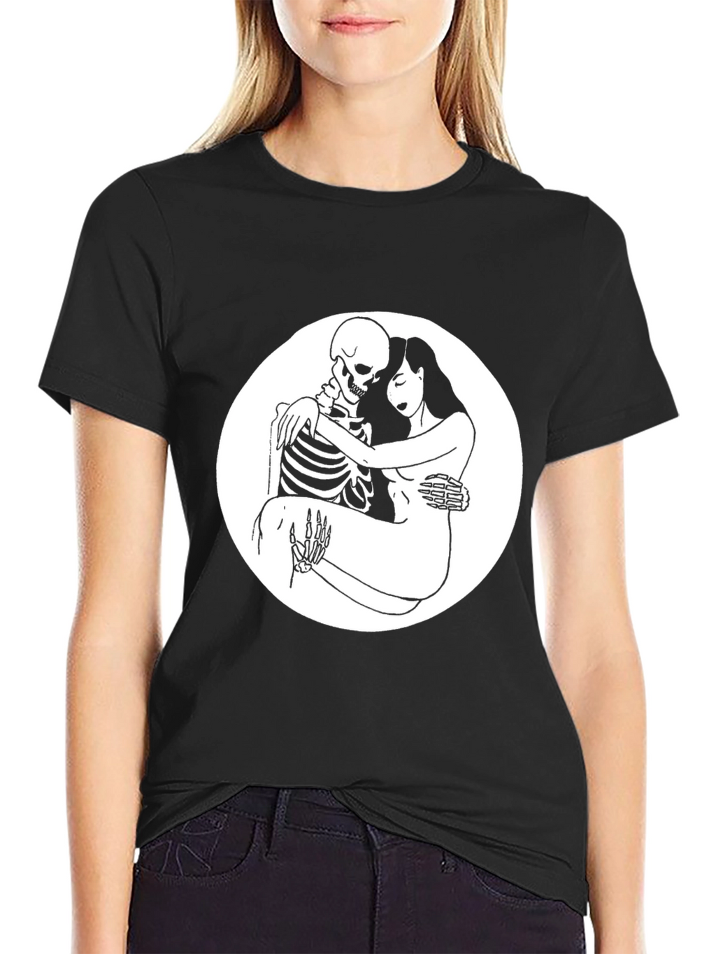 Embrace the Afterlife: Skeleton & Woman Graphic Tee