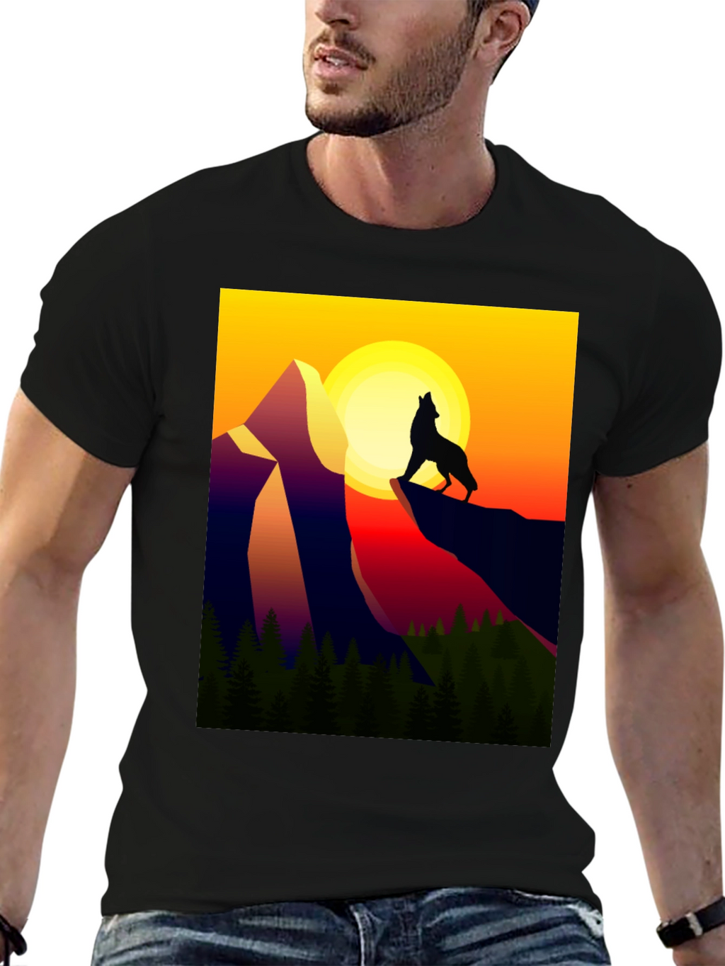 Wolf Mountain Graphic Tee - Sunset Design