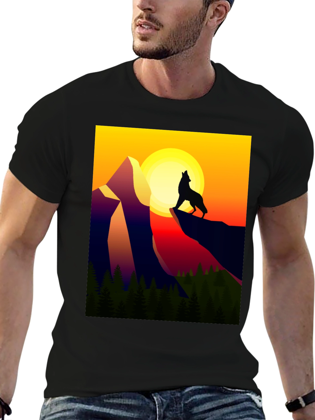 Wolf Mountain Graphic Tee - Sunset Design