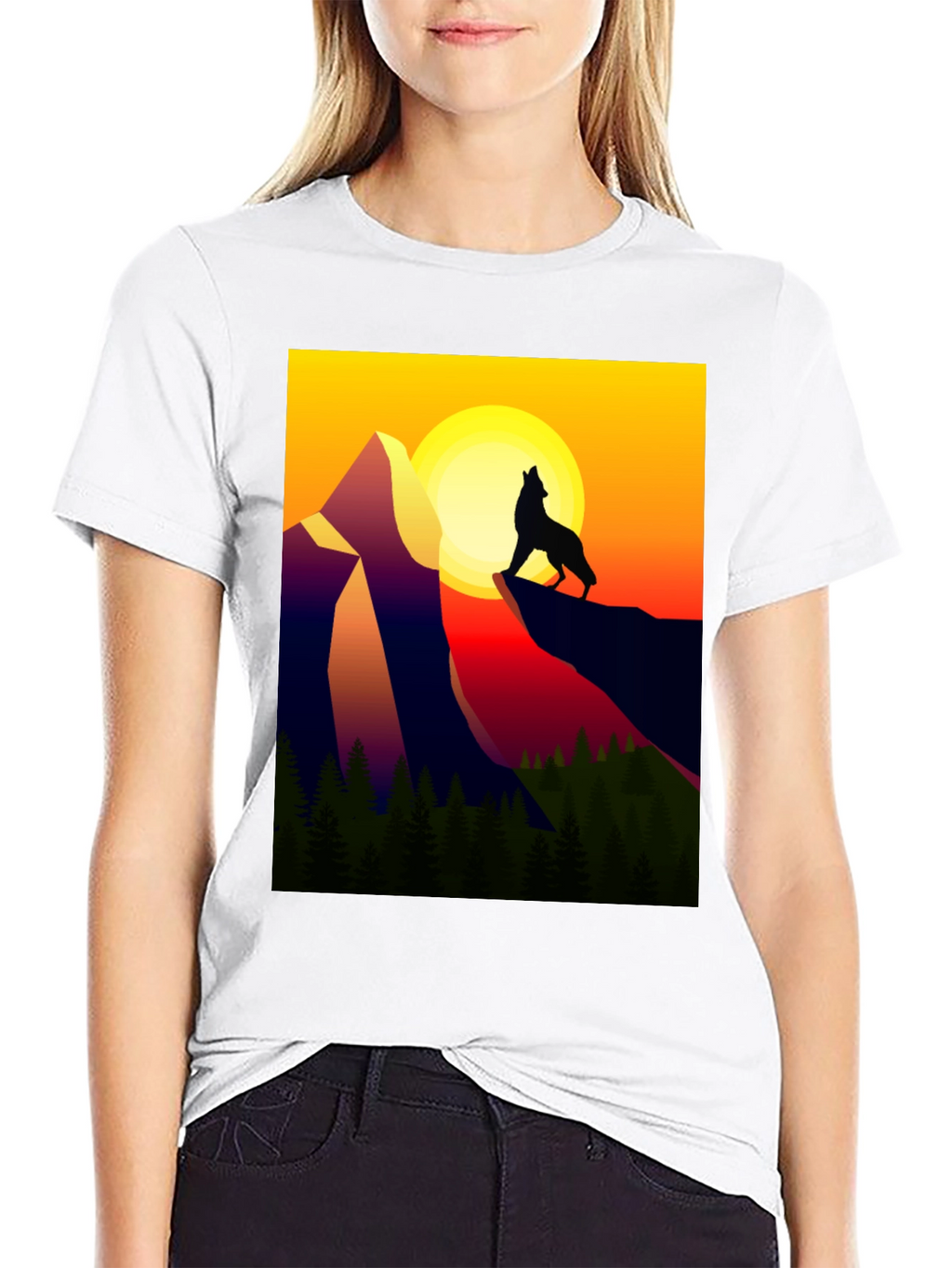 Wolf Mountain Graphic Tee - Sunset Design