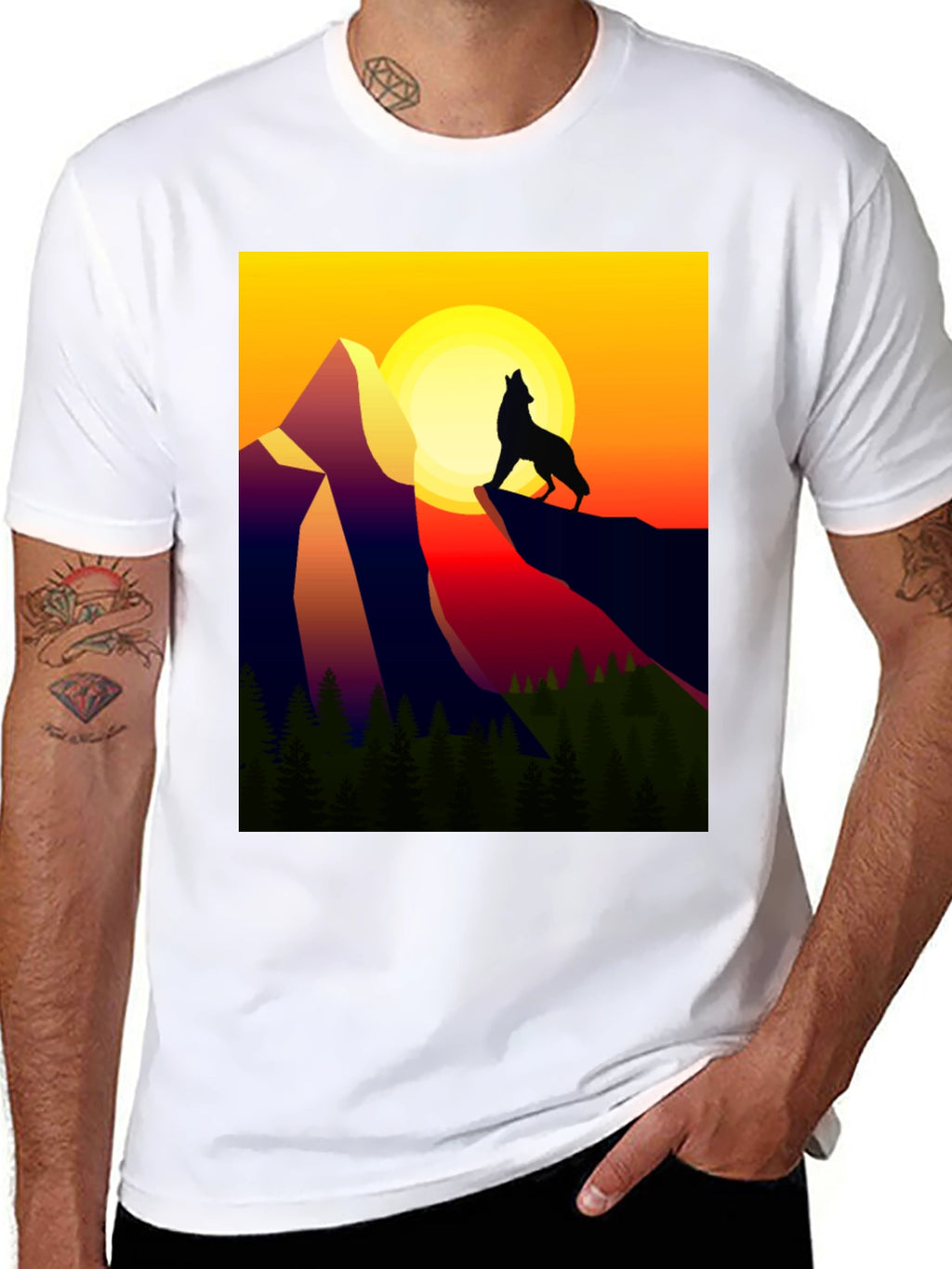 Wolf Mountain Graphic Tee - Sunset Design