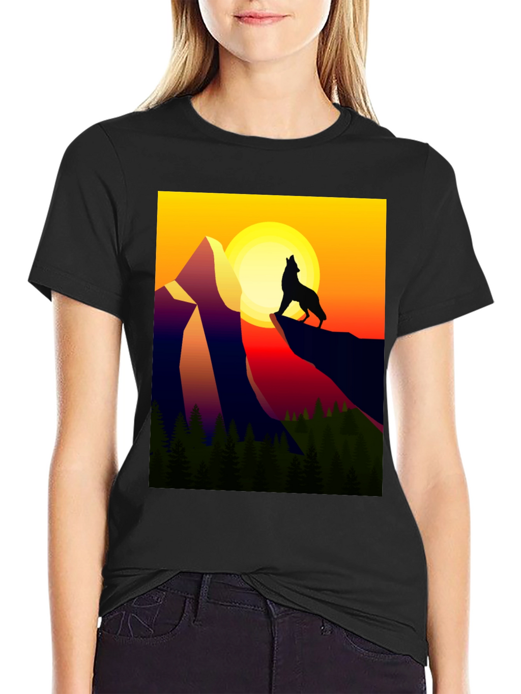 Wolf Mountain Graphic Tee - Sunset Design