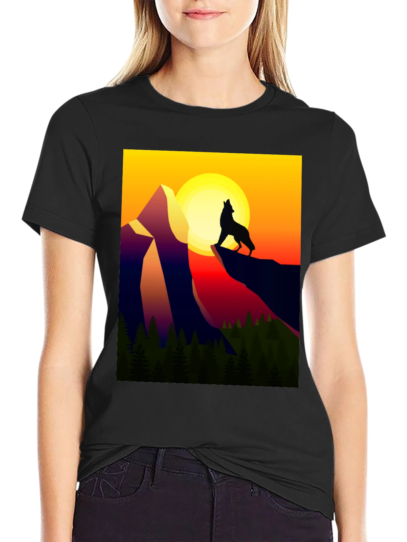 Wolf Mountain Graphic Tee - Sunset Design