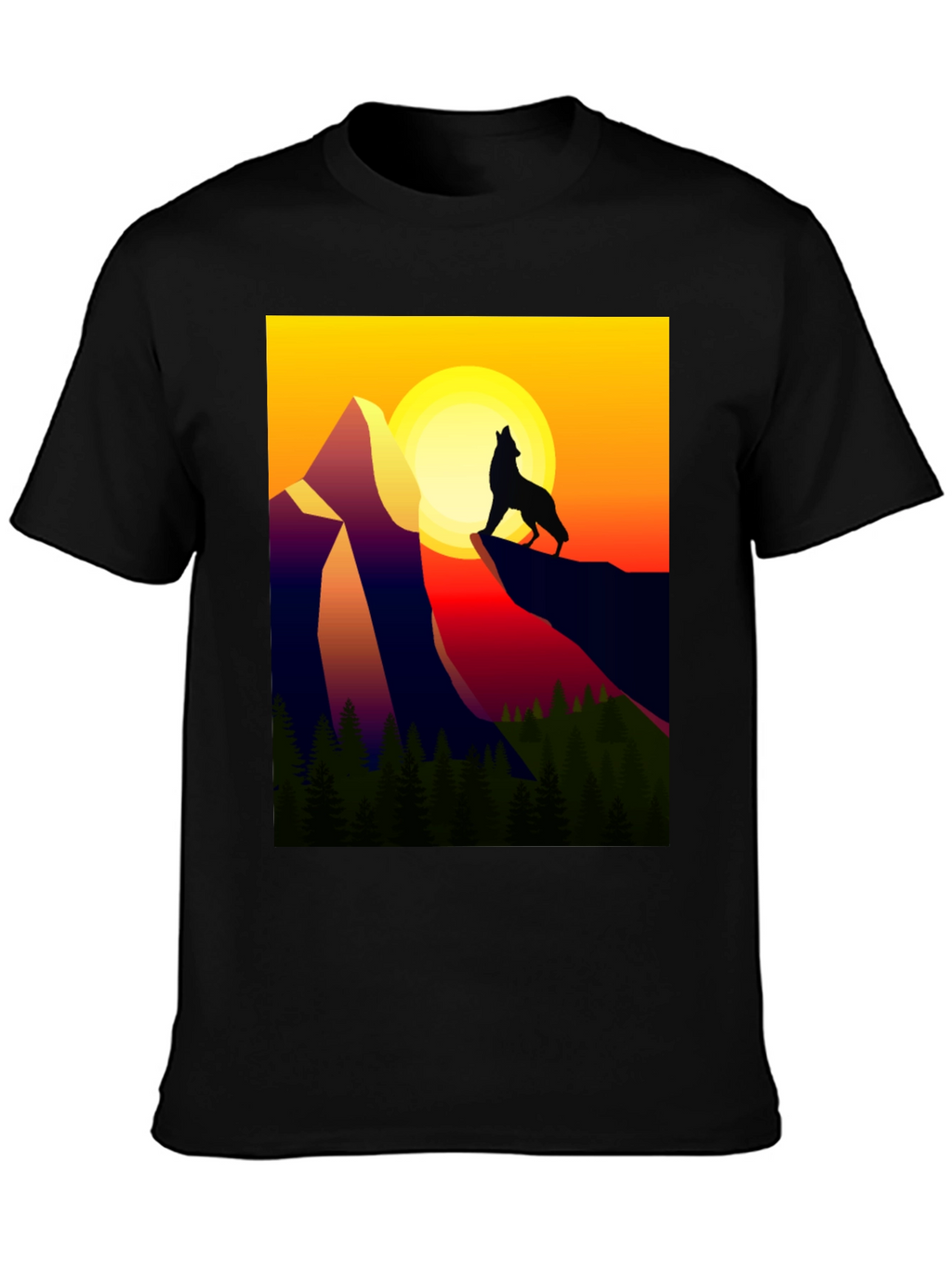 Wolf Mountain Graphic Tee - Sunset Design